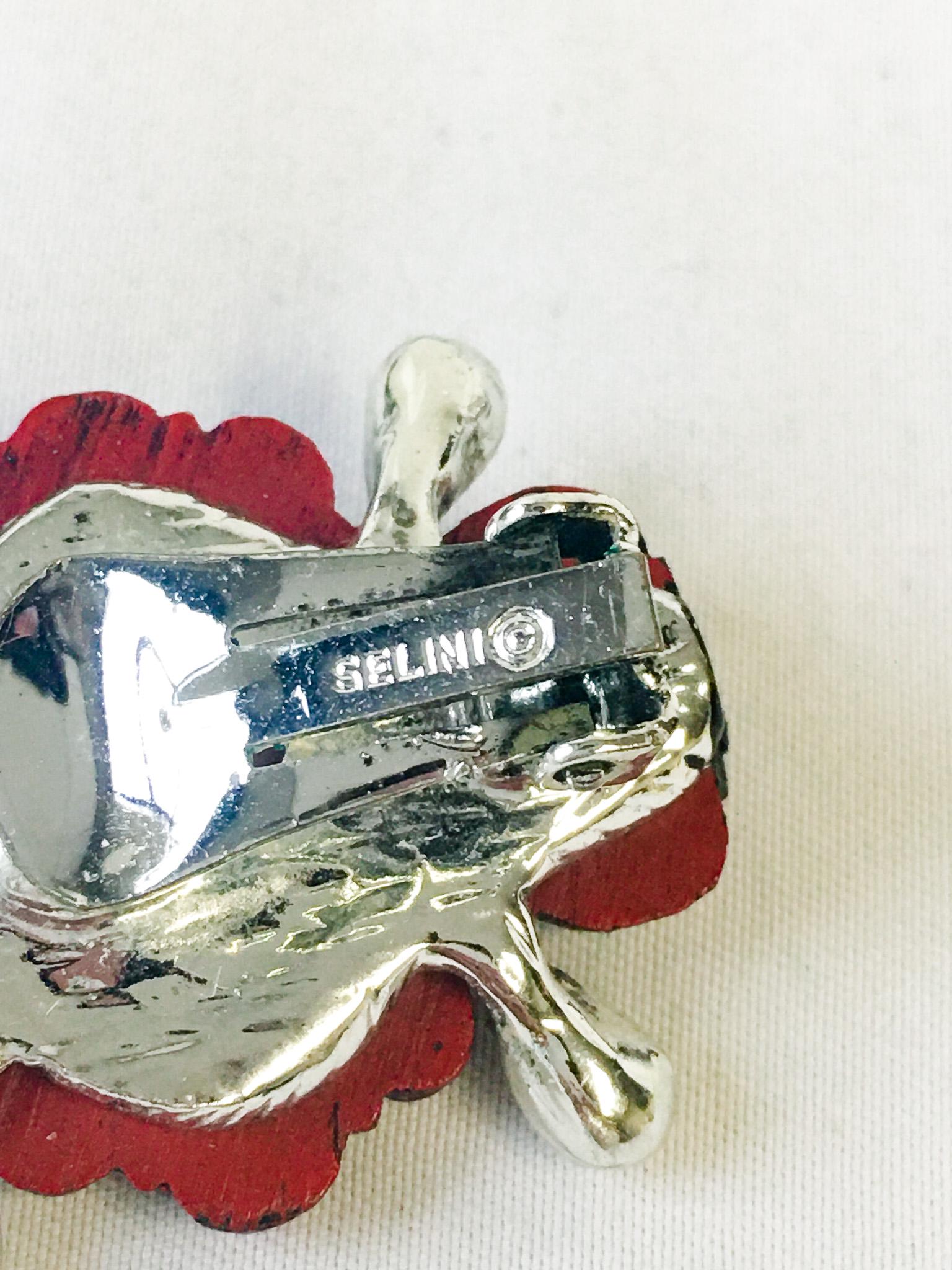 Vintage 60s Selini Red Clip-on Earrings