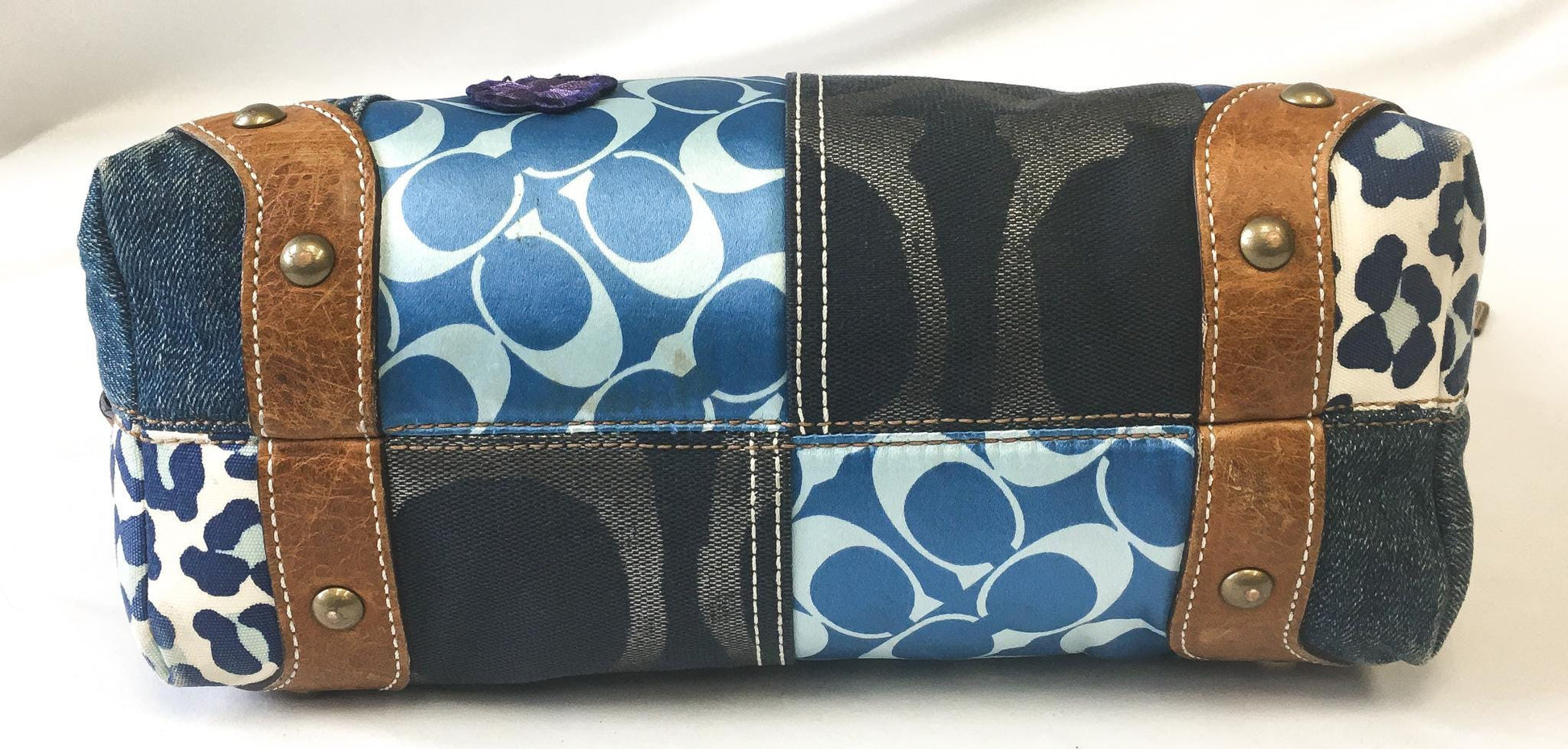 Y2K 00s Coach Carly Denim Patchwork Shoulder Bag, Style #10814, Unique Y2K Coach Handbag