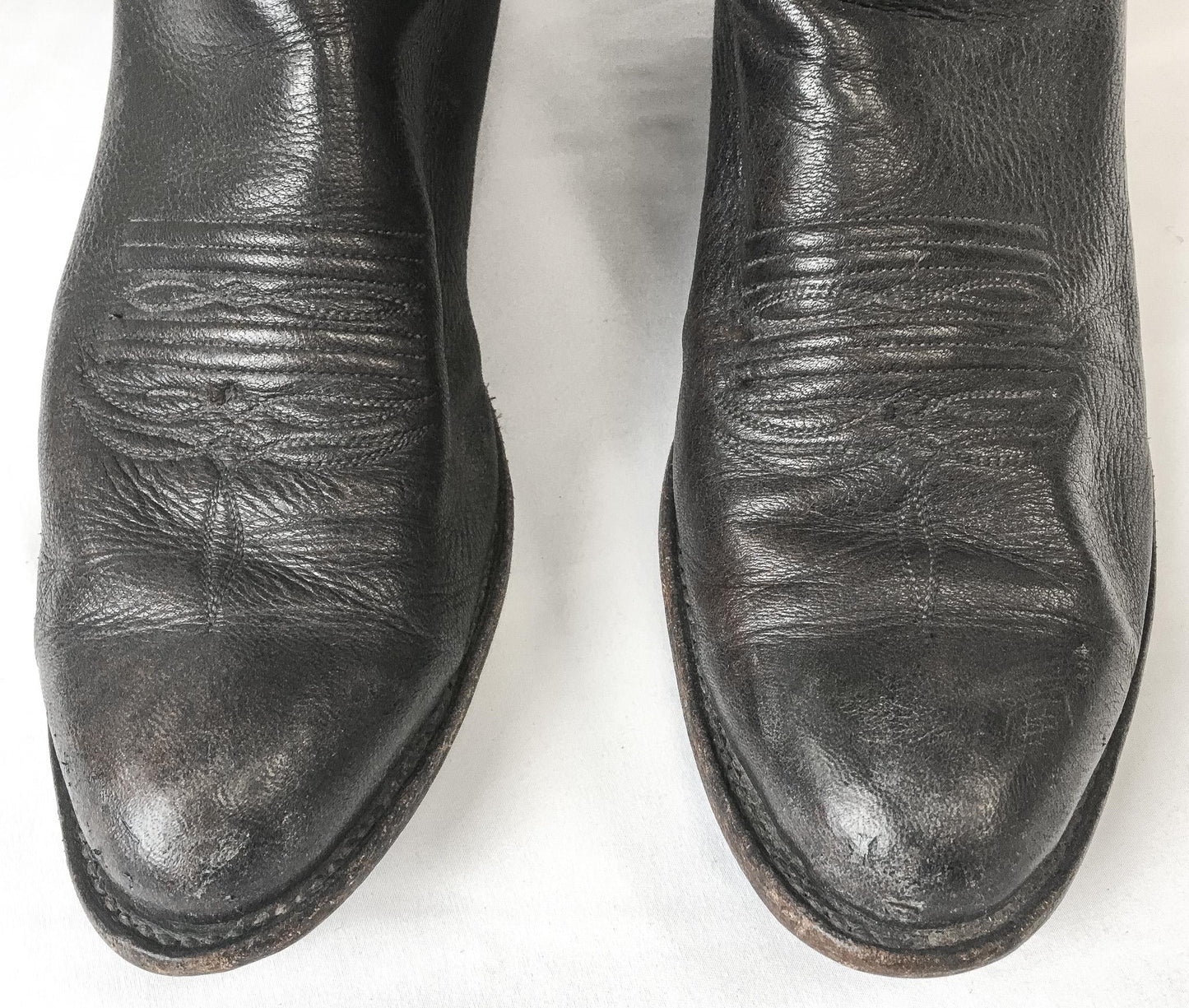 Vintage Lucchese 1883 Gray Leather Embroidered Cowboy Boots, Men's Sz. 9.5D, Vintage Western Cowboy Boots