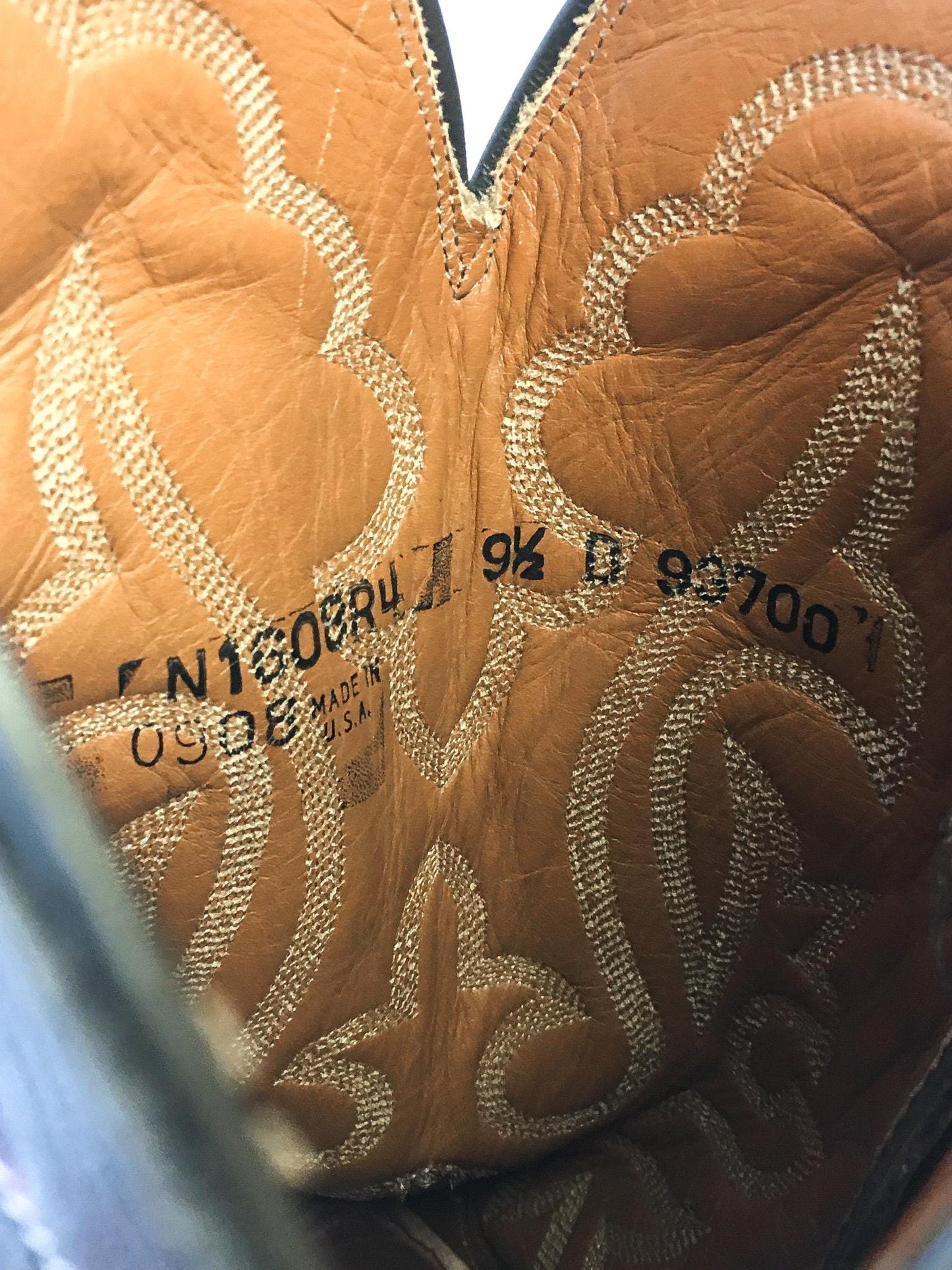 Vintage Lucchese 1883 Gray Leather Embroidered Cowboy Boots, Men's Sz. 9.5D, Vintage Western Cowboy Boots