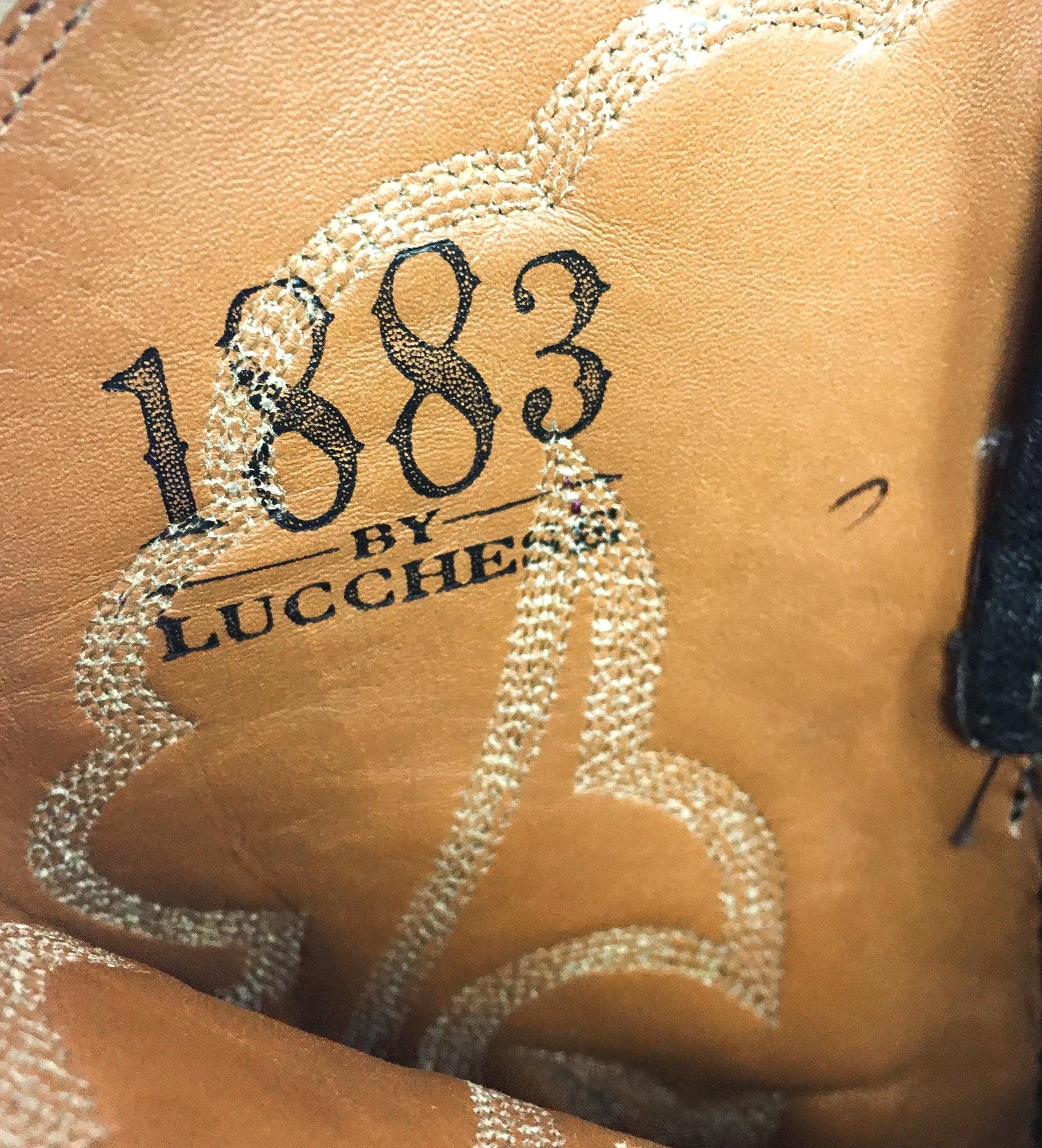 Vintage Lucchese 1883 Gray Leather Embroidered Cowboy Boots, Men's Sz. 9.5D, Vintage Western Cowboy Boots