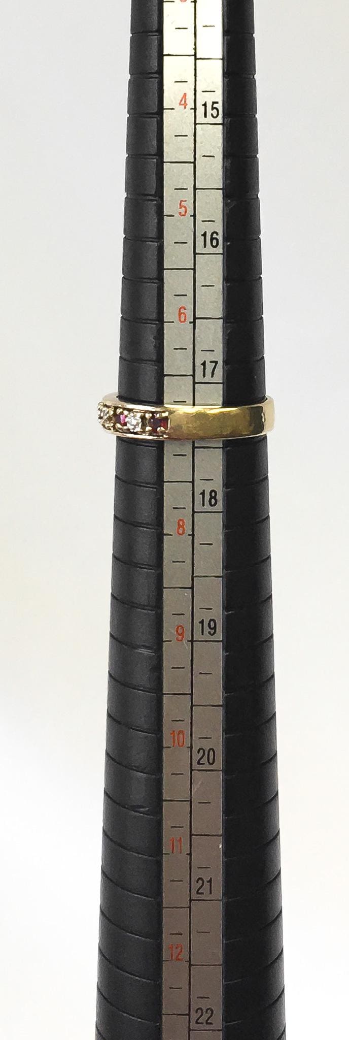 Vintage 10K Yellow Gold Ruby Diamond Cut Ring, Sz. 6.75-7, Vintage Simple Everyday Elegant Art Deco Style Ring