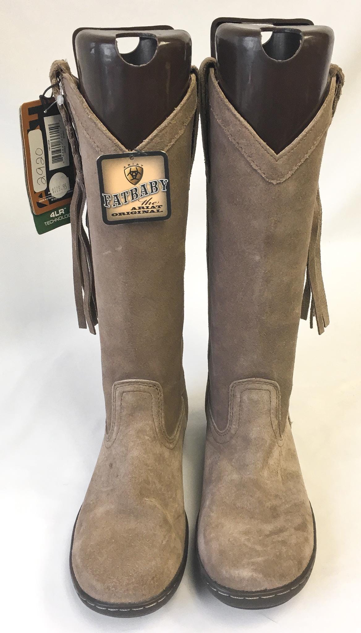 NWT Ariat Fatbaby Sassafras Tan Suede Braided Fringe Boots, Women's Sz. 6B, Vintage Western Boho Leather Boots