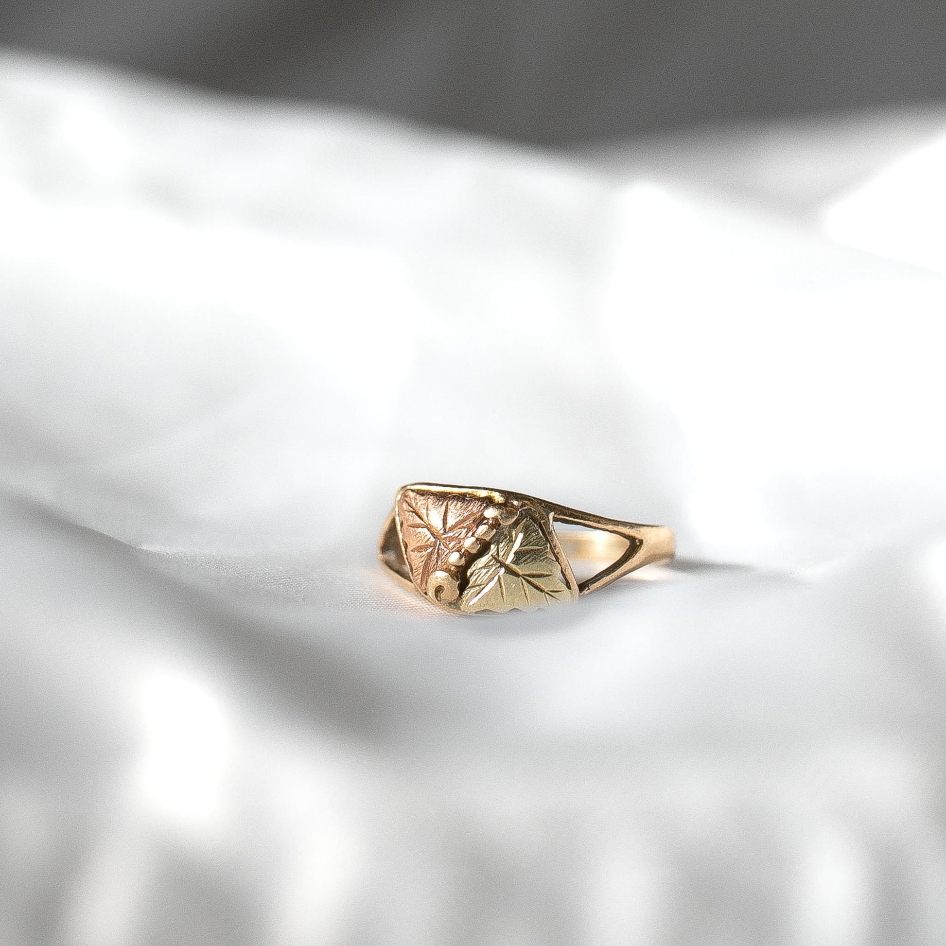 Vintage 10K JCO Black Hills Gold Two Toned Leaf Ring, Sz. 6.5, Vintage Simple Everyday Black Hills Gold Jewelry