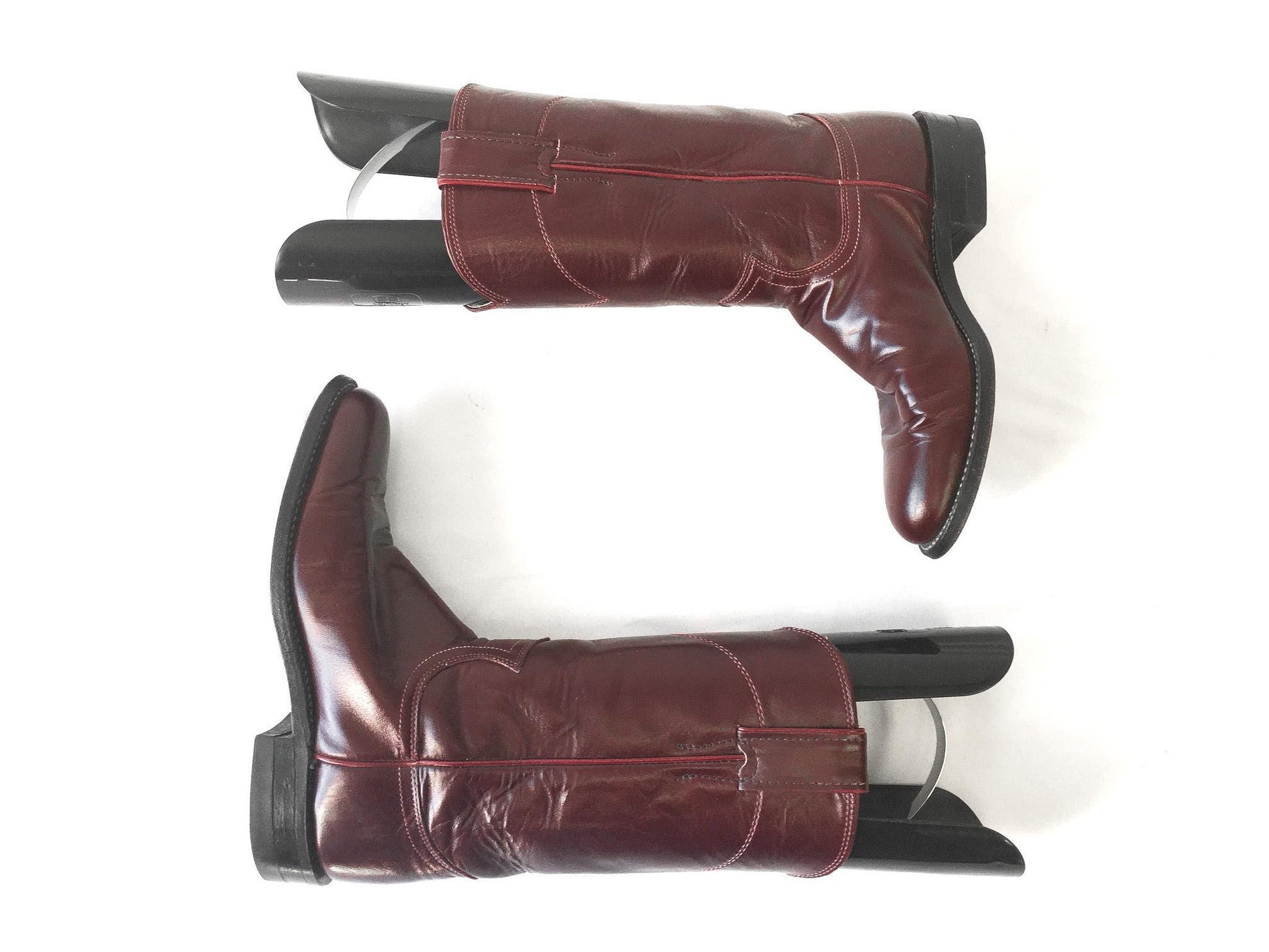 Vintage Justin Roper Burgundy/Maroon Leather Cowboy Boots, Approx. Women's Sz. 5.5M/6M, Style 3068, Vintage Western Festival Boots