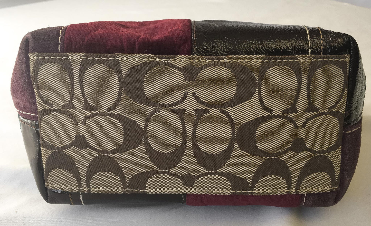 Y2K Coach Bleeker Holiday Patchwork Multicolor Sufflete Leather Suede Mini Bag, Style 40928, Vintage 00s Coach Handbag