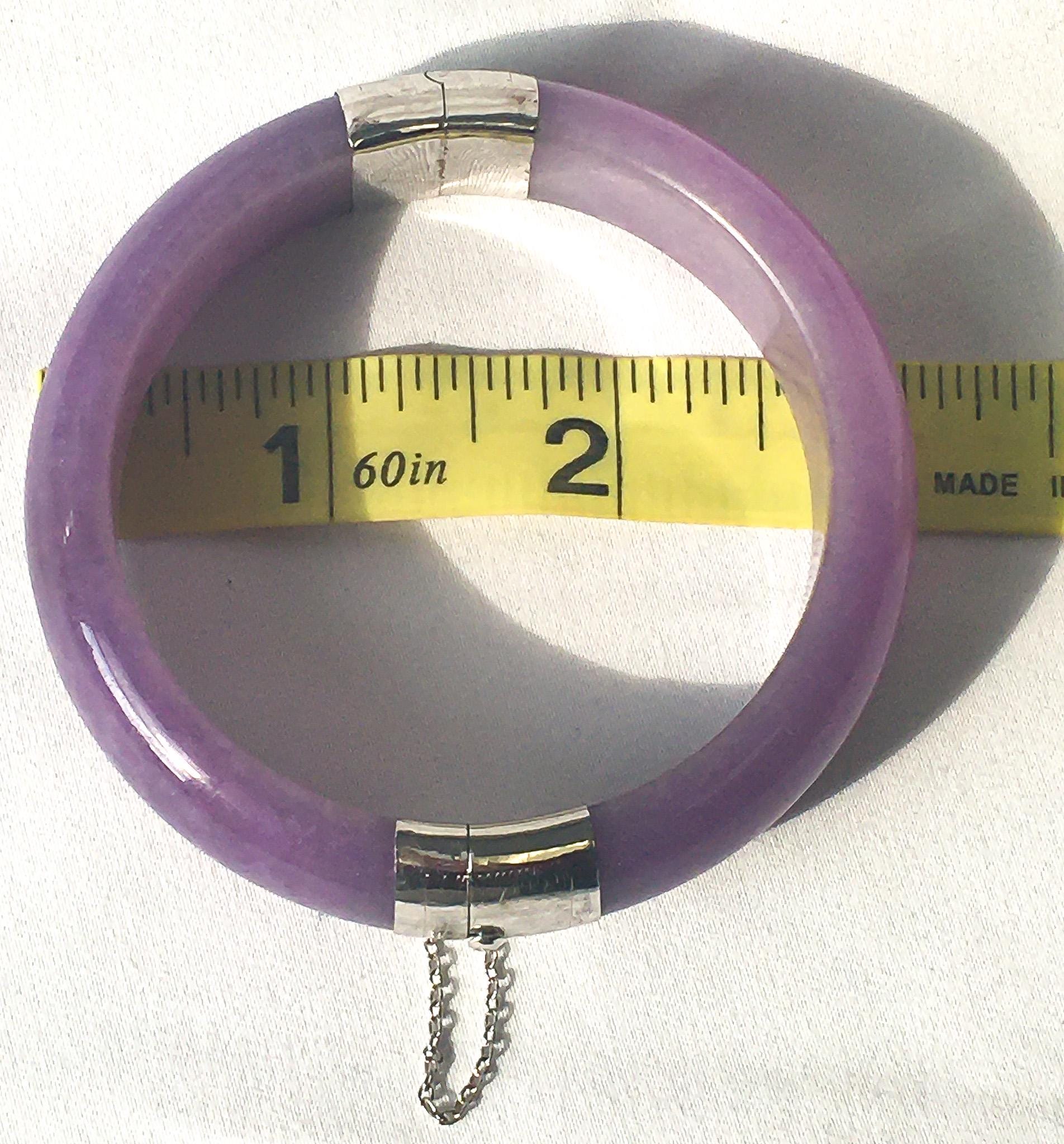 Carolyn Pollack 925 Purple Jadeite Bangle Bracelet, Roughly 6", Boho Statement Jade Bracelet