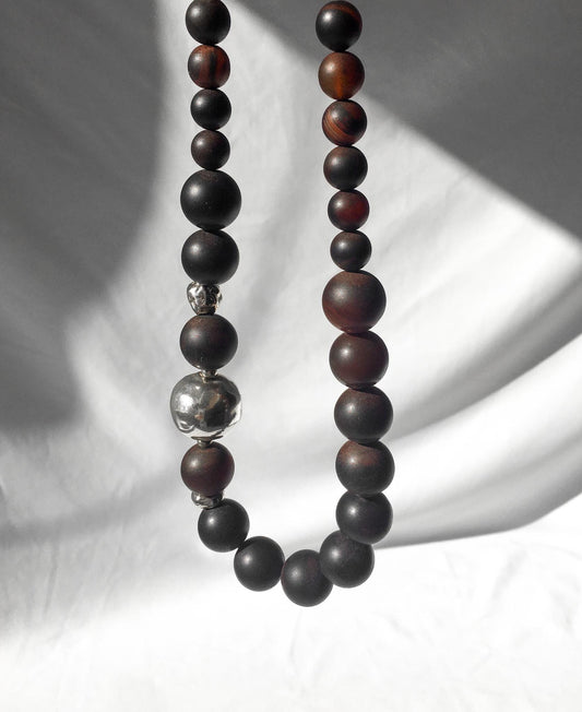 Vintage Silpada 925 Carnelian Agate Chalcedony Chunky Beaded Necklace, 16.5"-20", Large Statement Boho Maximalist Necklace