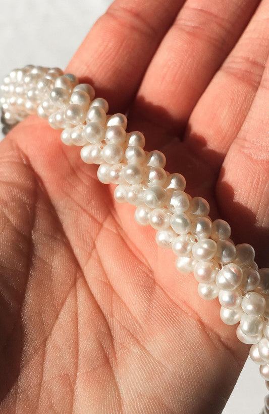Vintage Genuine Pearl Rope Necklace with 14K Gold Clasp, 18.5", Elegant Unique Statement Pearl Necklace