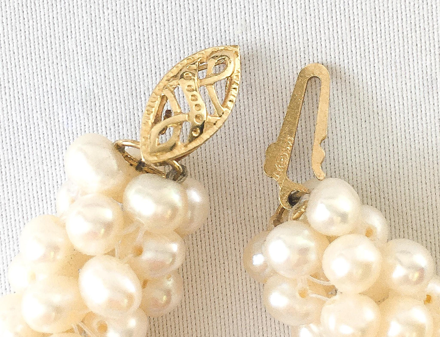 Vintage Genuine Pearl Rope Necklace with 14K Gold Clasp, 18.5", Elegant Unique Statement Pearl Necklace