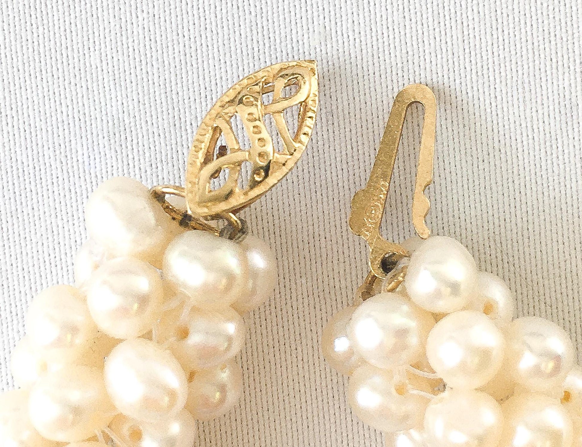 Vintage Genuine Pearl Rope Necklace with 14K Gold Clasp, 18.5", Elegant Unique Statement Pearl Necklace