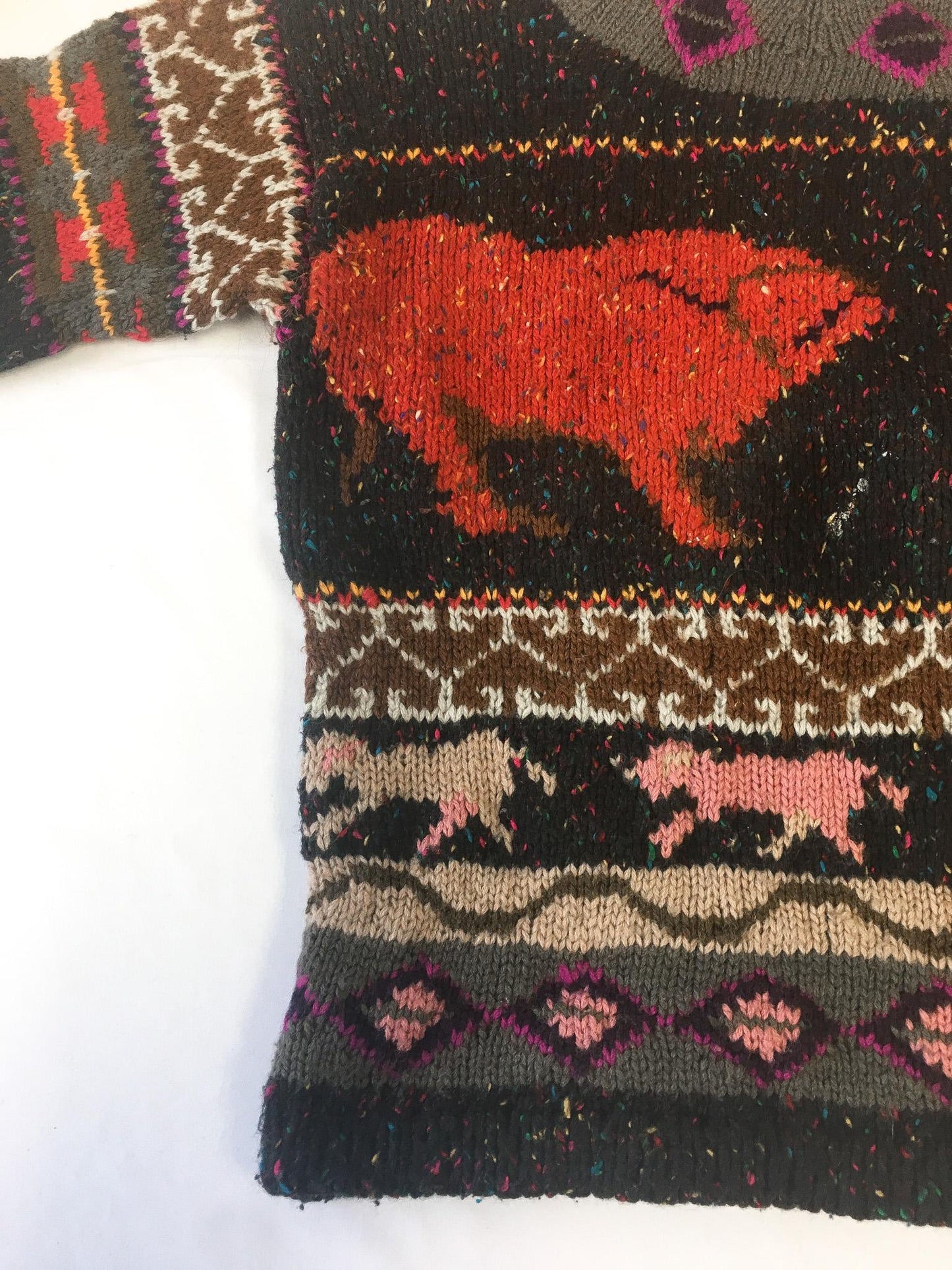 Vintage 90s Forenza Bull Southwestern Aztec Patterned Multicolor Wool Blend Sweater, Women's Sz. S, Unique Statement Western Boho Sweater