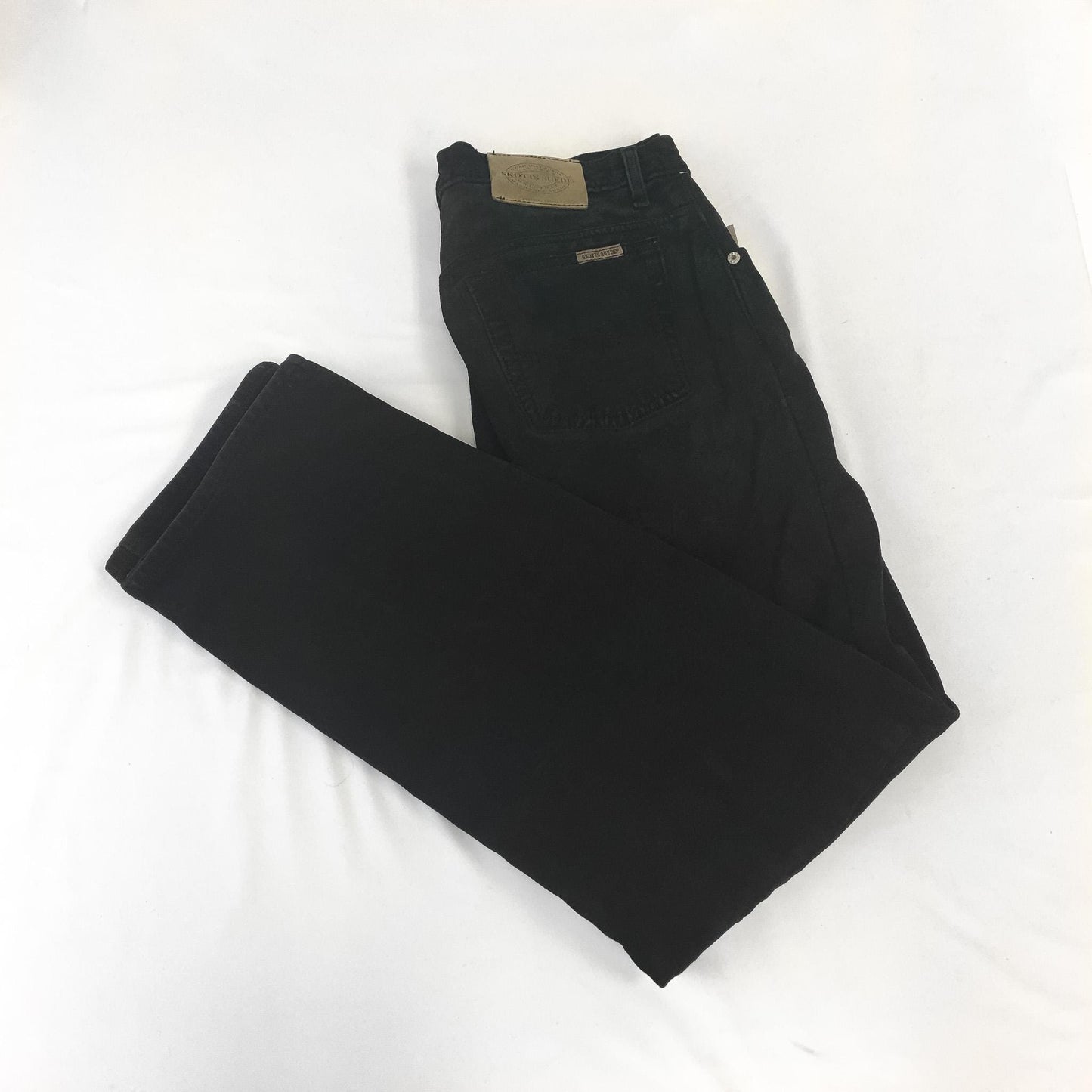 Vintage Skotts Suede Black Straight Leg Suede Pants, Unisex Sz. 31" x 30.5", Vintage Unisex Leather Pants