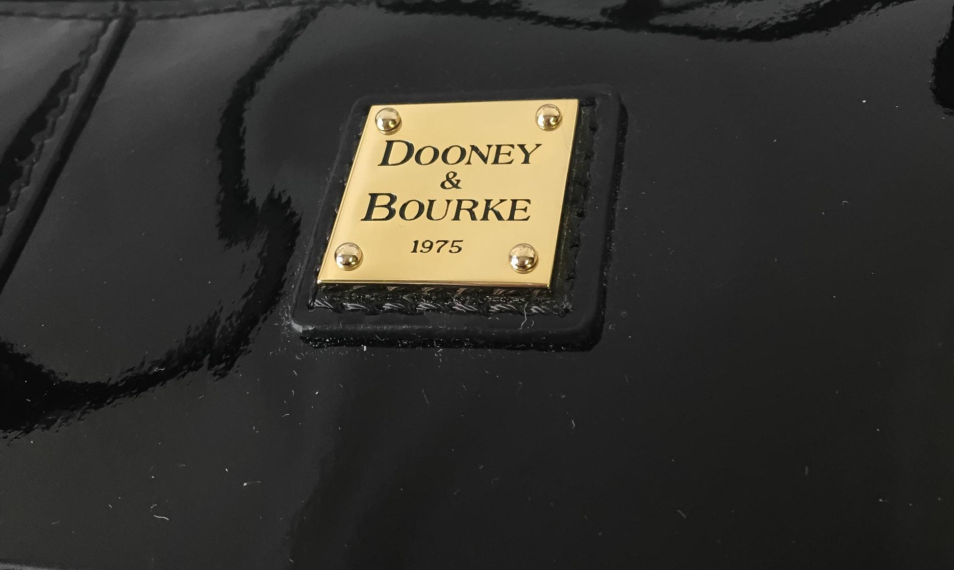 00s Dooney and Bourke Lexington Black Patent Leather Shoulder Tote Bag, Vintage Classic Everyday Dooney Handbag