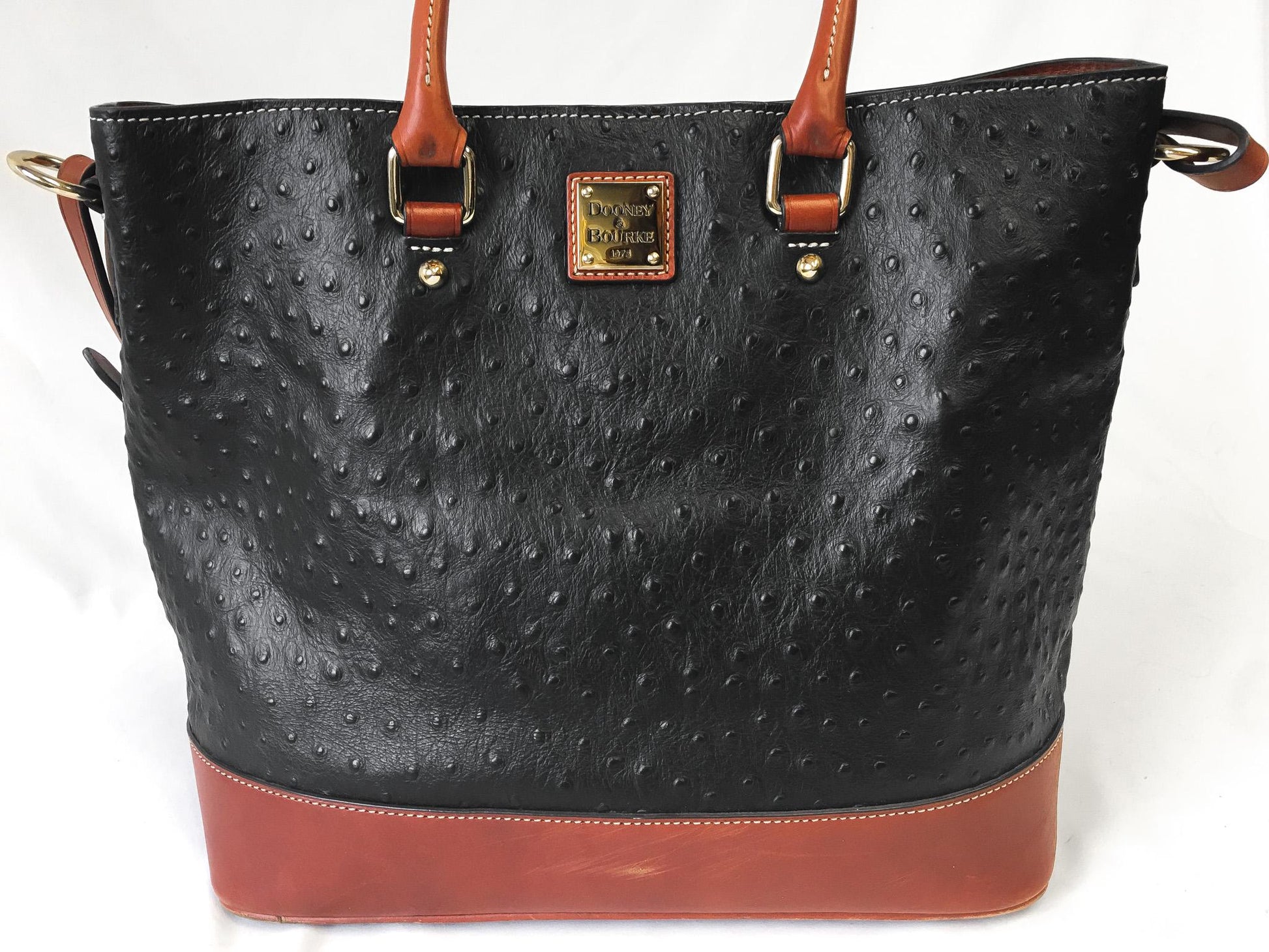Dooney and Bourke Charleston Black Ostrich Leather Crossbody Top Handle Satchel Bag, Unique Dooney and Bourke Handbag