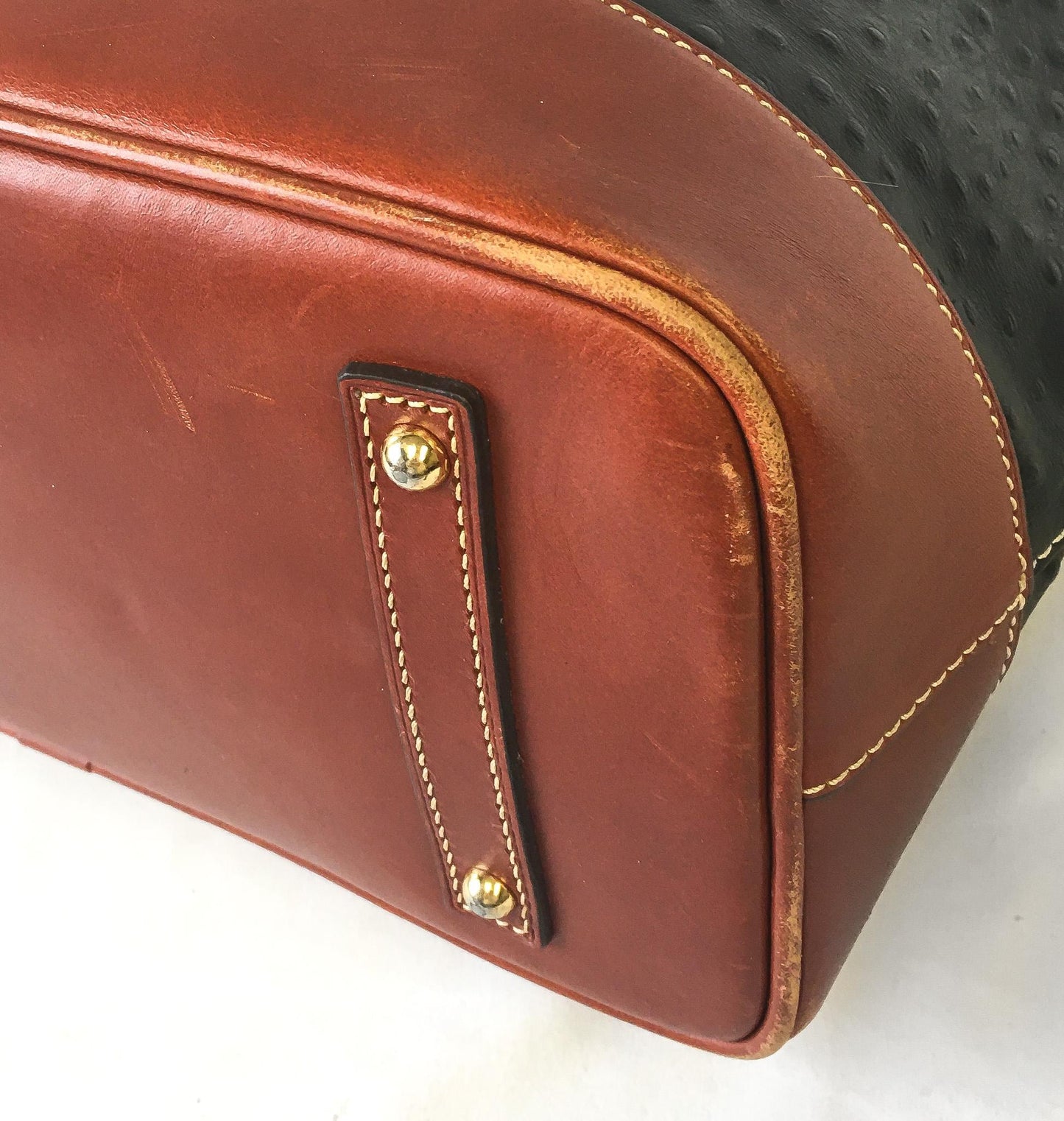 Dooney and Bourke Charleston Black Ostrich Leather Crossbody Top Handle Satchel Bag, Unique Dooney and Bourke Handbag