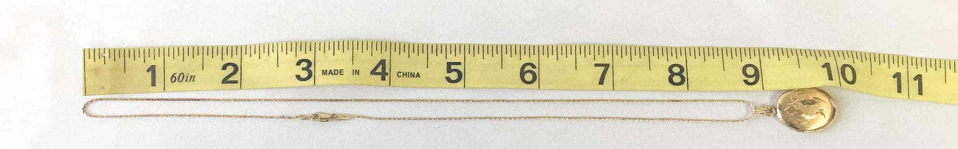 Vintage 14K Yellow Gold Love Bird Etched Oval Locket on 14K 18 Inch Chain, Vintage Elegant Simple Etched Minimalist Locket