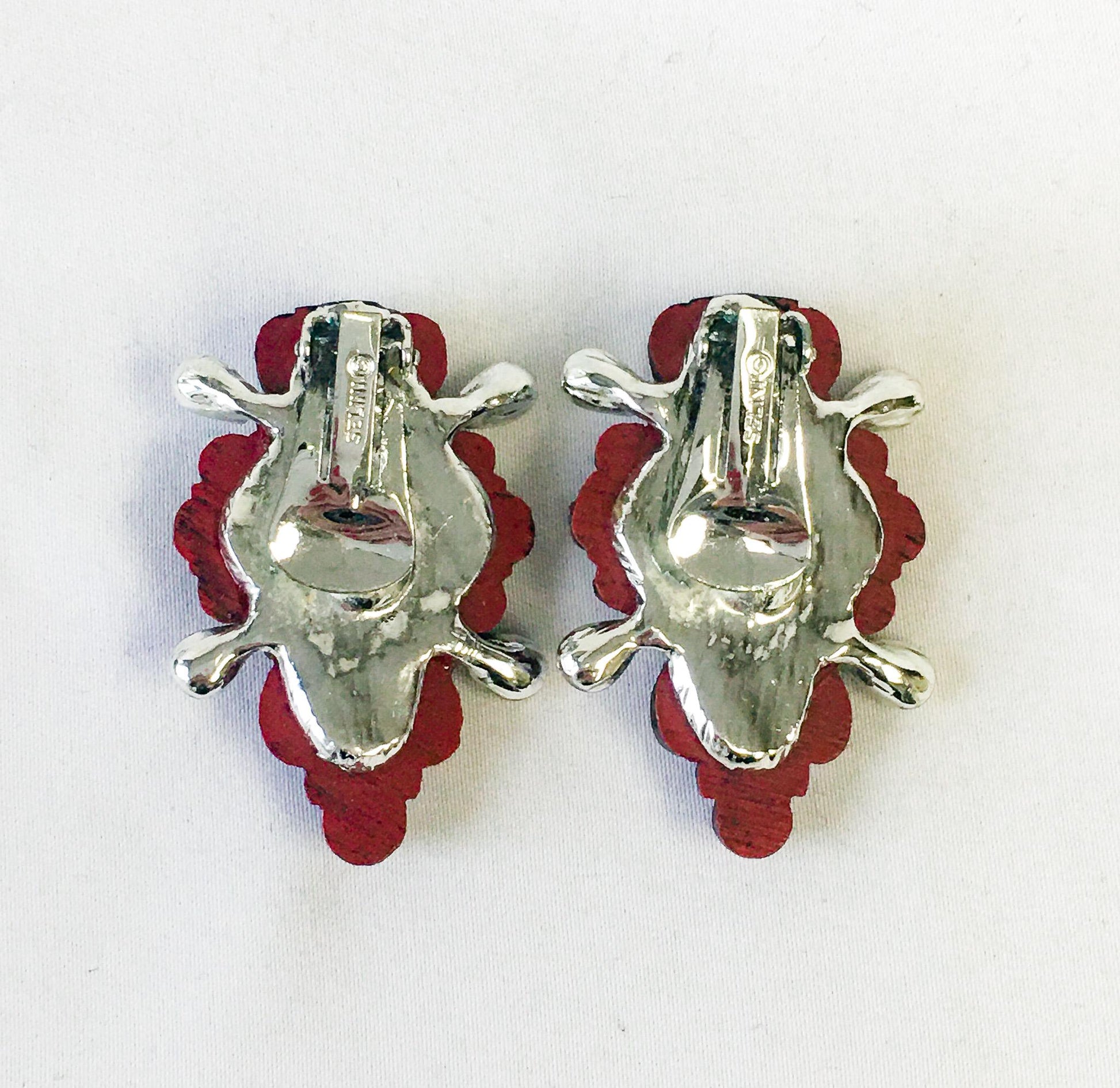 Vintage 60s Selini Red Clip-on Earrings