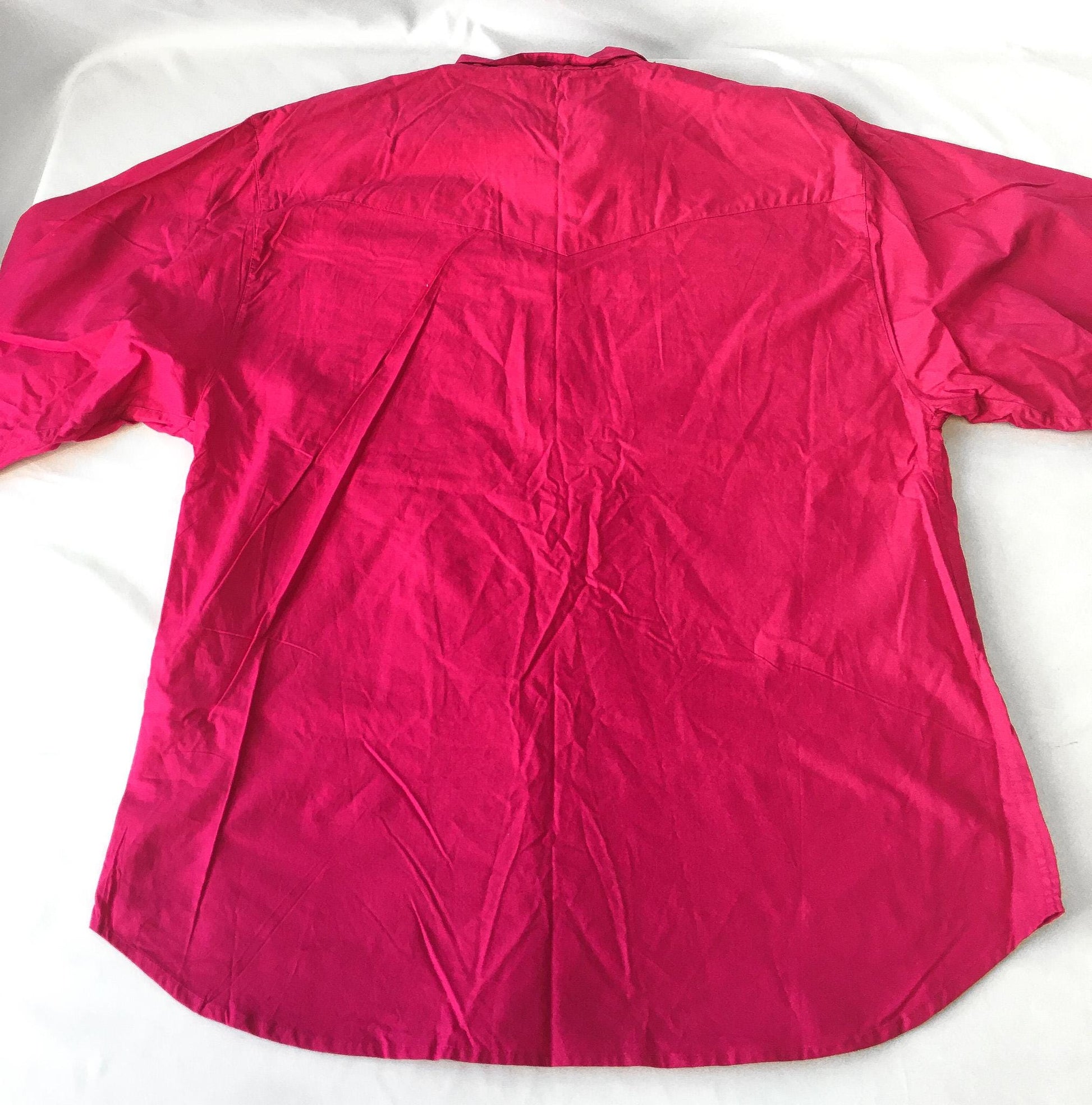 80s Deadstock Wrangler Hot Pink Southwest Embroidered Button Down, Men's Sz. XL, Vintage Unisex Western Shirt