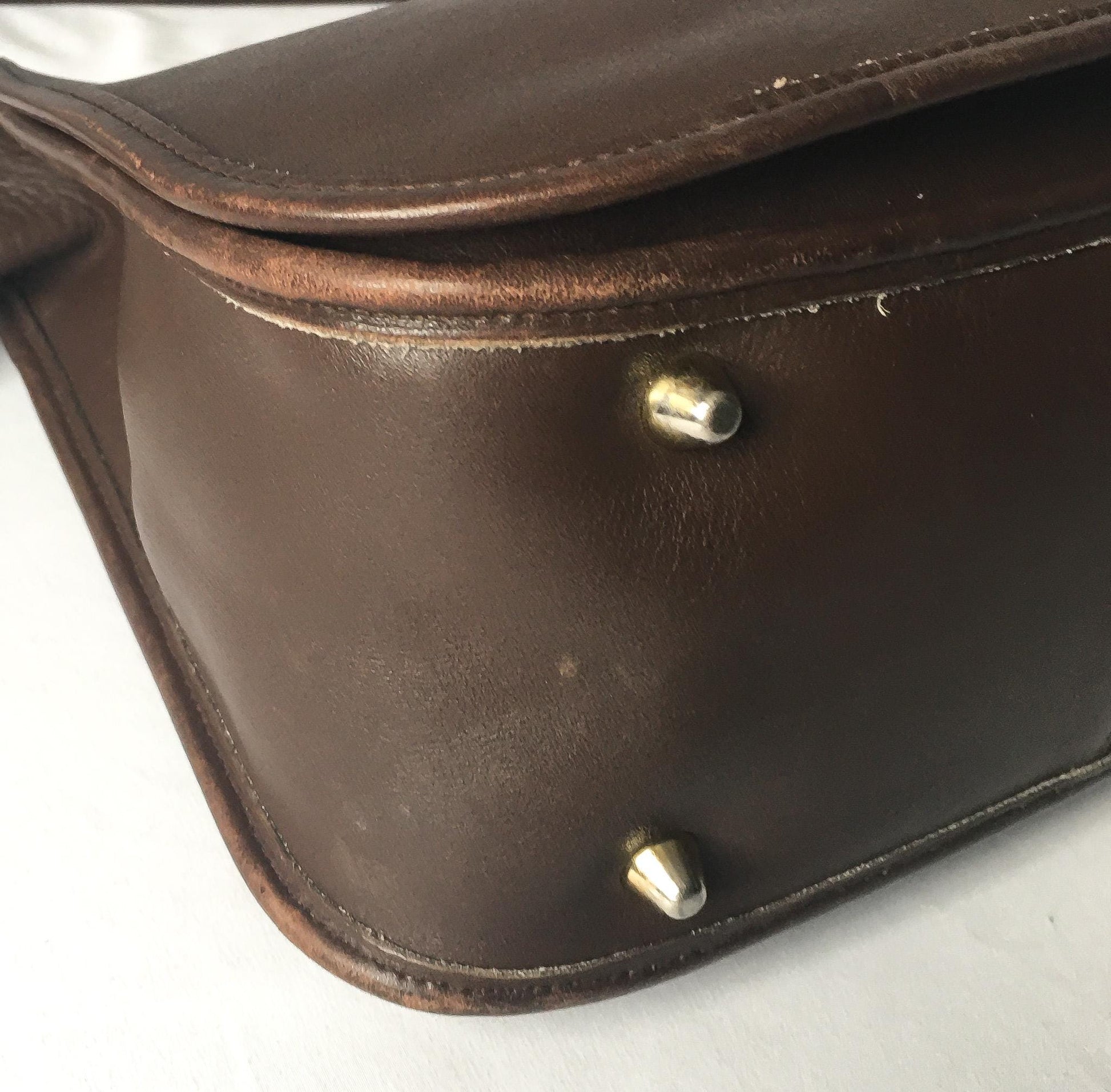 Vintage Coach Chocolate Brown Mahogany Stewardess Leather Crossbody, Style 9525, Vintage Classic Everyday Coach Bag