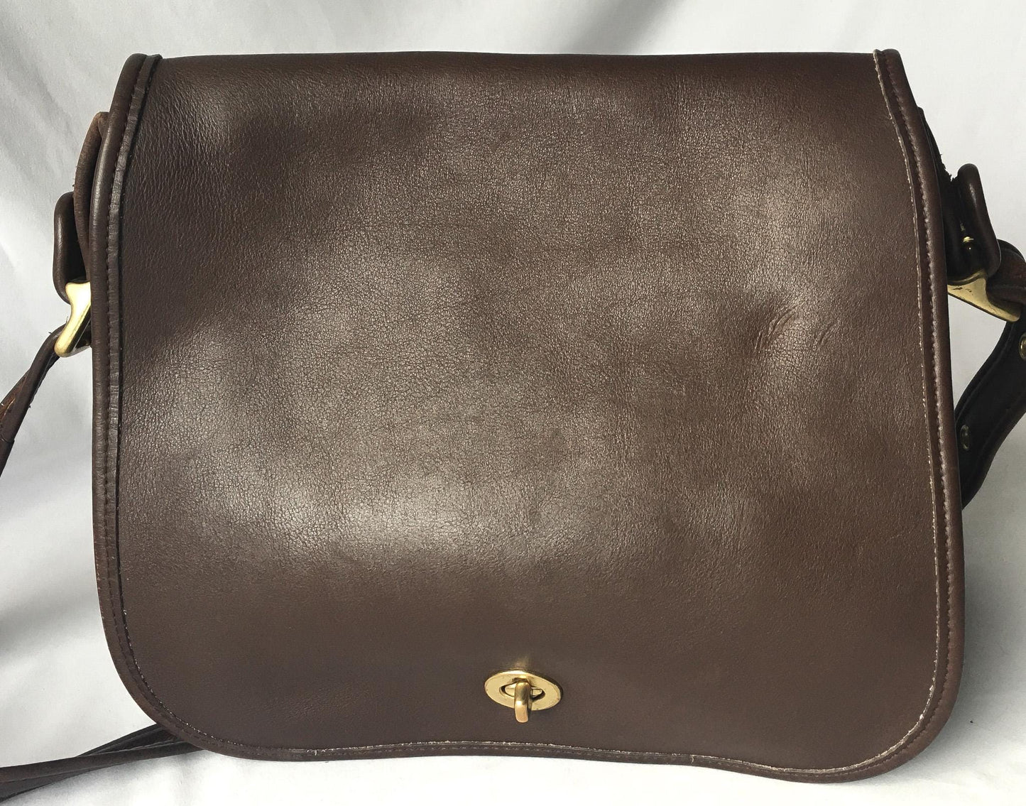 Vintage Coach Chocolate Brown Mahogany Stewardess Leather Crossbody, Style 9525, Vintage Classic Everyday Coach Bag