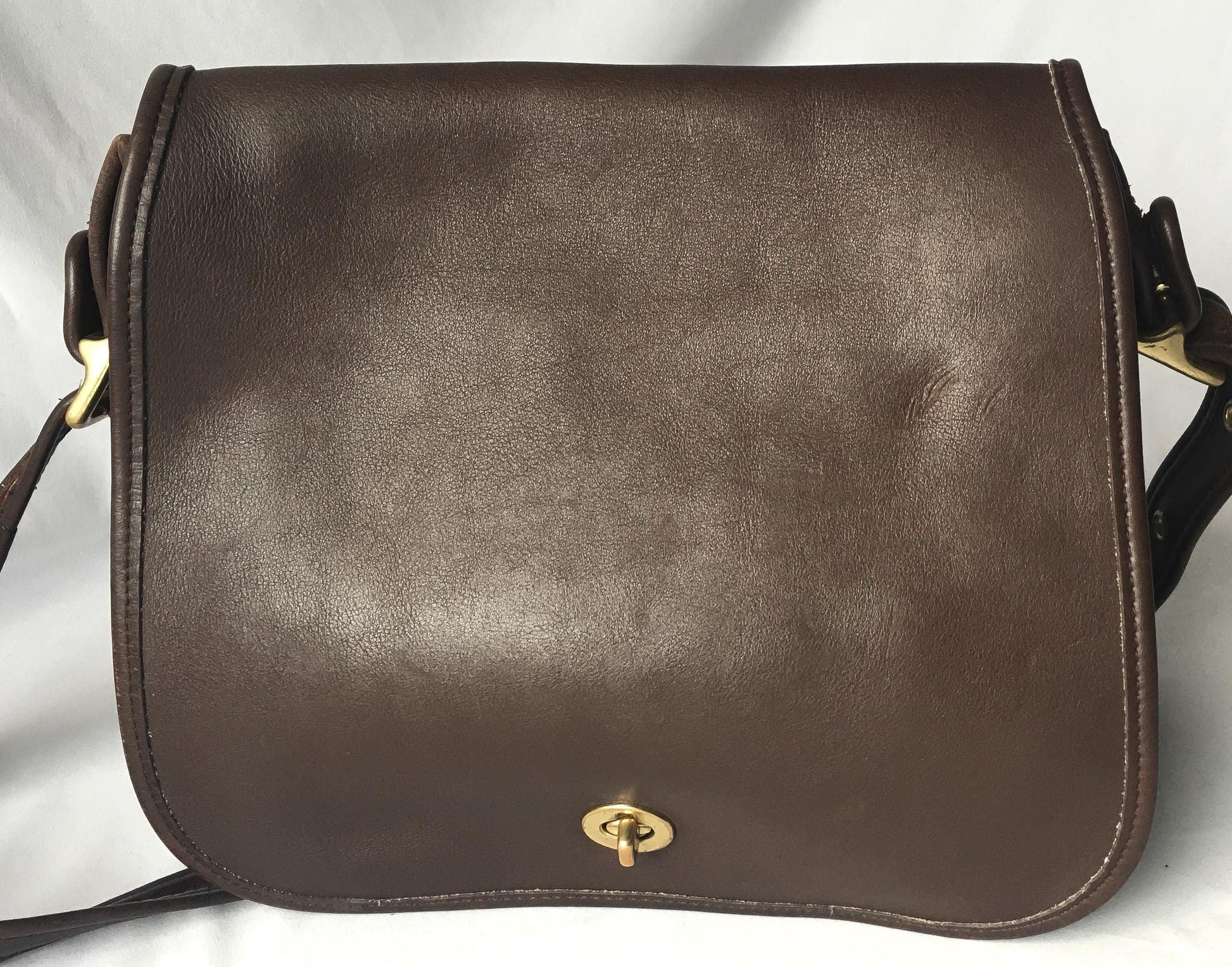 Vintage Coach Chocolate Brown Mahogany Stewardess Leather Crossbody, Style 9525, Vintage Classic Everyday Coach Bag