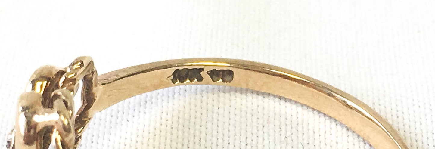 Vintage 10K Yellow Gold Mini Diamond Etched Heart Ring, Sz. 7, Simple Dainty Everyday Minimalist Ring