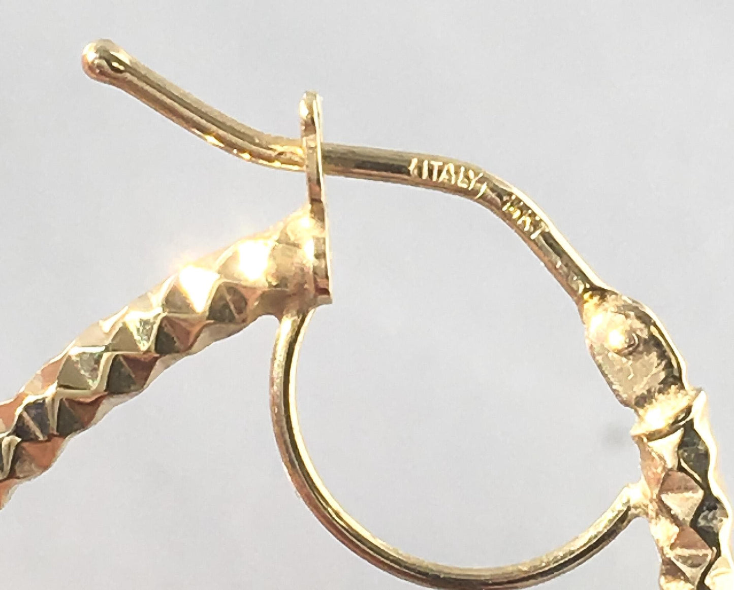 Vintage Milor Italy 14K Yellow Gold Studded Texture Double Hoop Oblong Hoop Earrings, 1.5", Lightweight Simple Everyday Minimalist Hoops