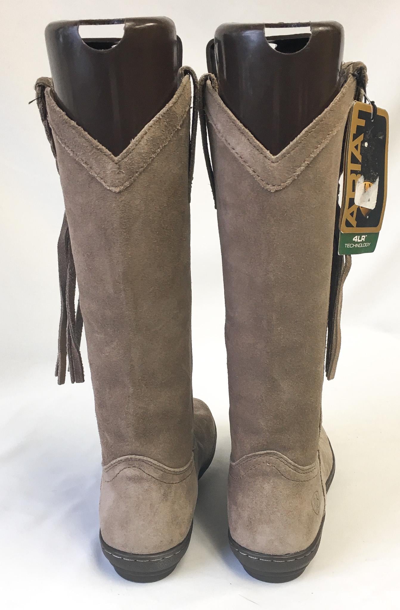 NWT Ariat Fatbaby Sassafras Tan Suede Braided Fringe Boots, Women's Sz. 6B, Vintage Western Boho Leather Boots