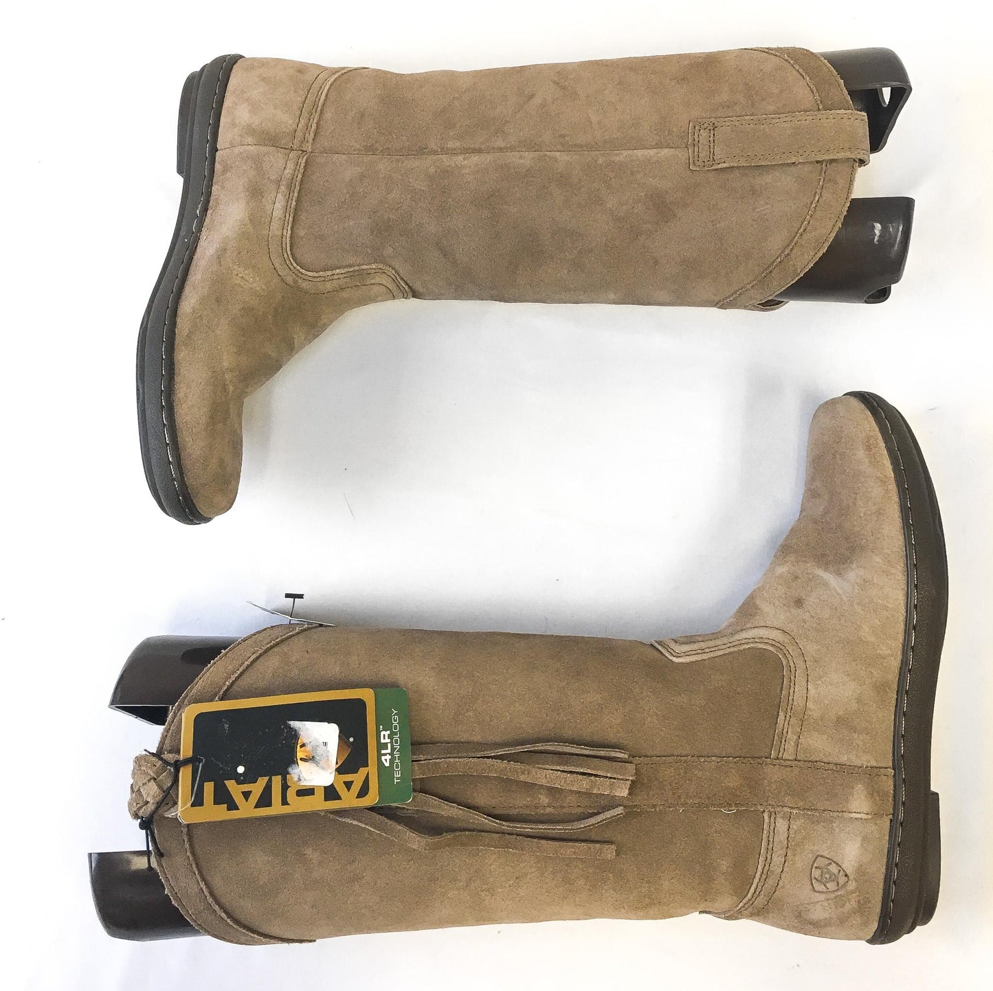 NWT Ariat Fatbaby Sassafras Tan Suede Braided Fringe Boots, Women's Sz. 6B, Vintage Western Boho Leather Boots