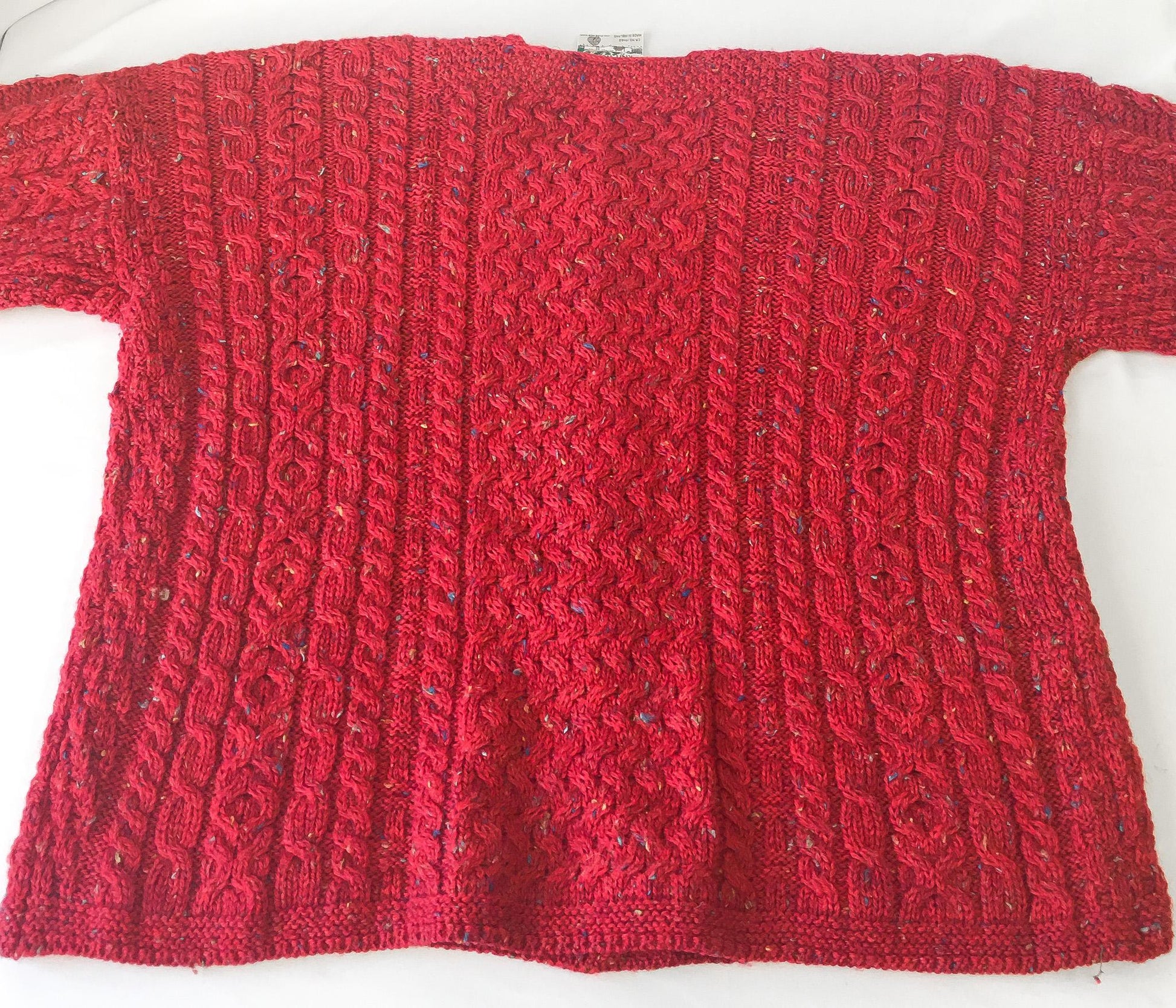 Vintage Connemara Knitwear Pink/Rainbow Speckled Pure Wool Button Up Cardigan Sweater, Women's Sz. L