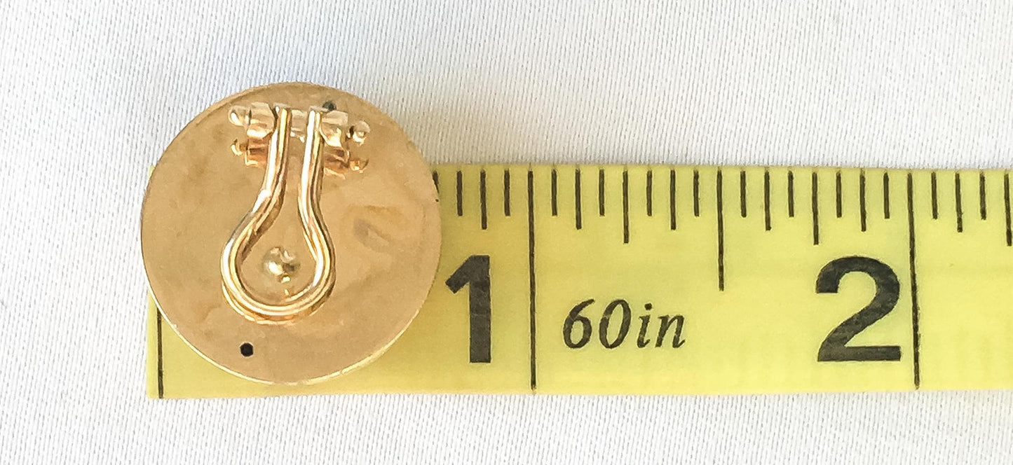 Vintage 14K Italy Yellow Gold Ribbed Dome Hollow Omega Back Stud Earrings, .75", Simple Elegant Minimalist Statement Earrings