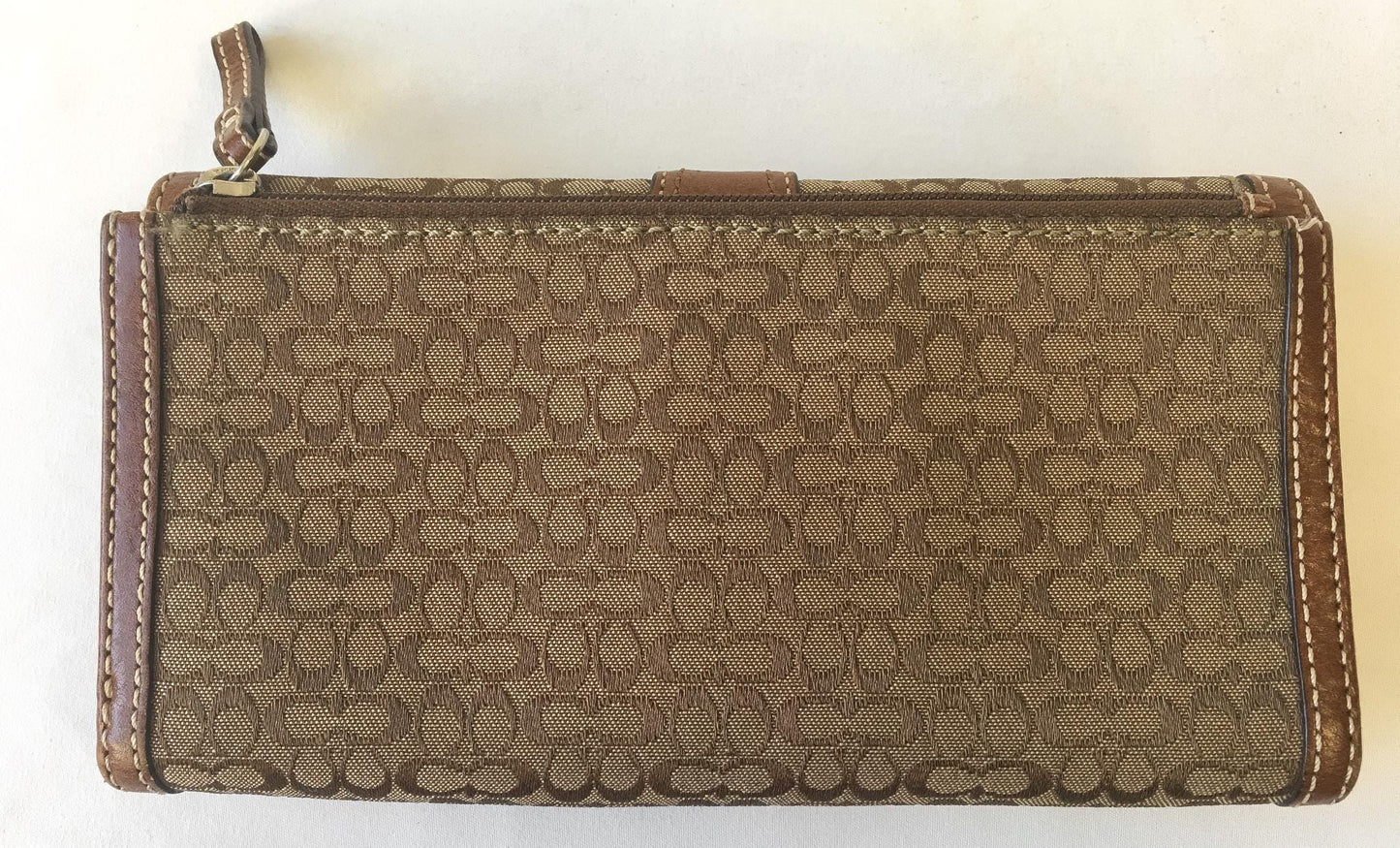 Y2K 00s Coach Beige Khaki Brown Soho Signature C Monogram Canvas Leather Wallet, Vintage Y2K Coach Handbag Accessories