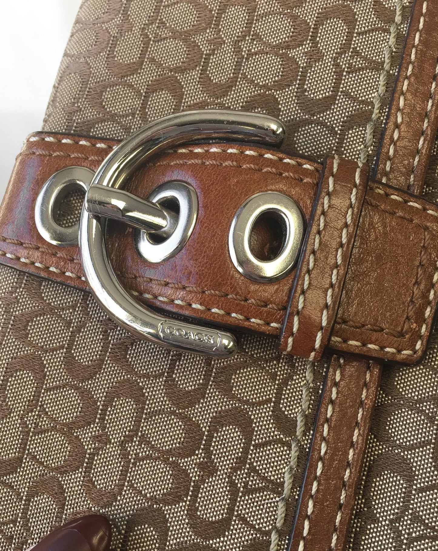 Y2K 00s Coach Beige Khaki Brown Soho Signature C Monogram Canvas Leather Wallet, Vintage Y2K Coach Handbag Accessories