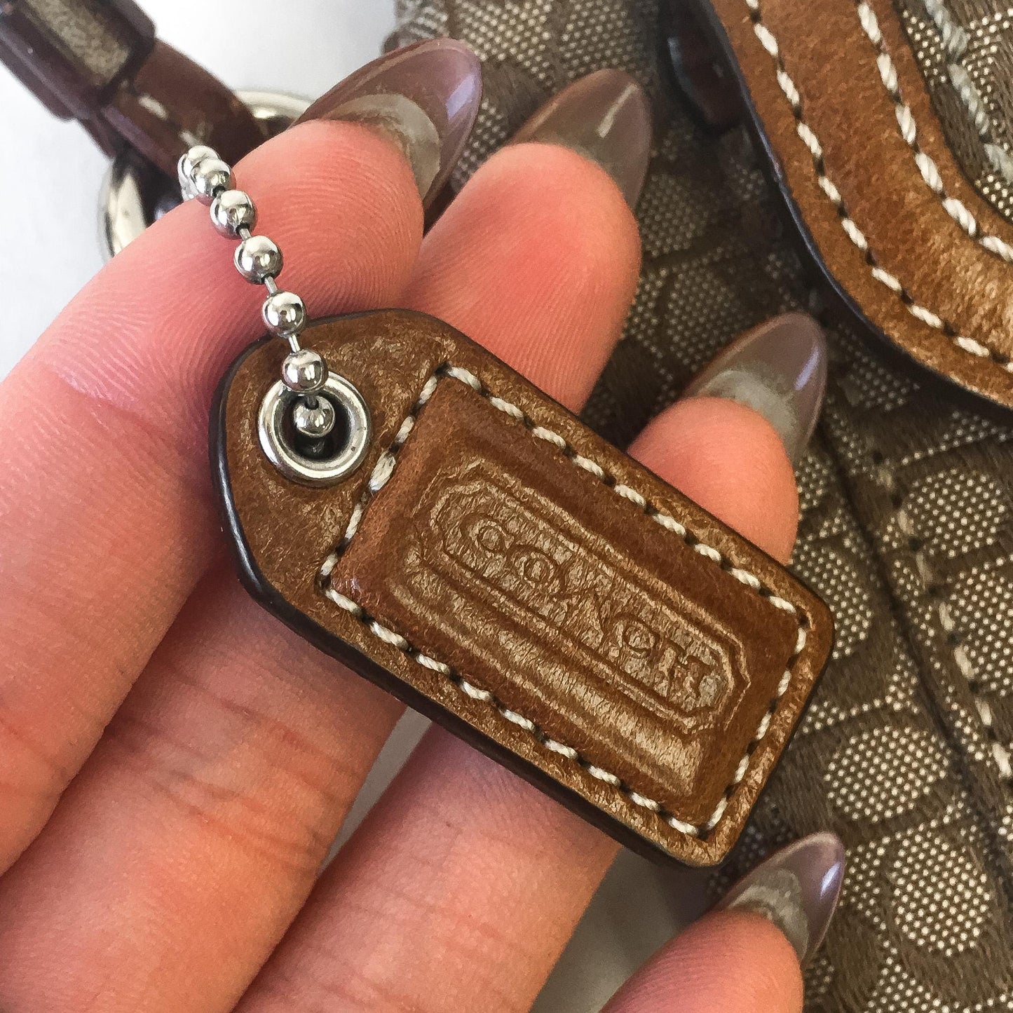 Y2K 00s Coach Soho Beige/Brown Signature C Monogram Canvas Leather Wristlet Wallet, Y2K Coach Accessories