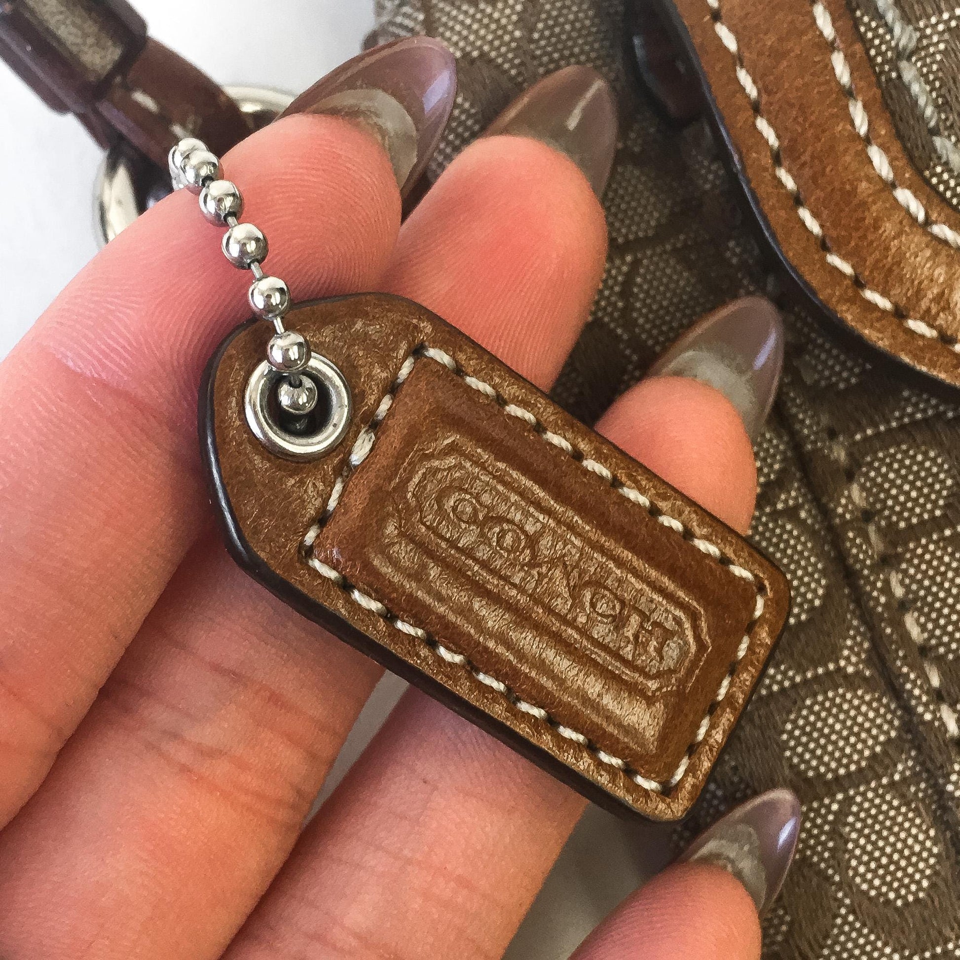 Y2K 00s Coach Soho Beige/Brown Signature C Monogram Canvas Leather Wristlet Wallet, Y2K Coach Accessories