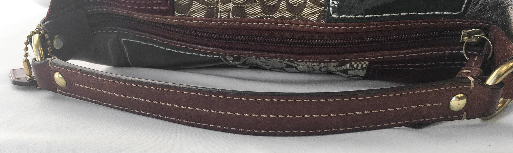 Y2K Coach Bleeker Holiday Patchwork Multicolor Sufflete Leather Suede Mini Bag, Style 40928, Vintage 00s Coach Handbag