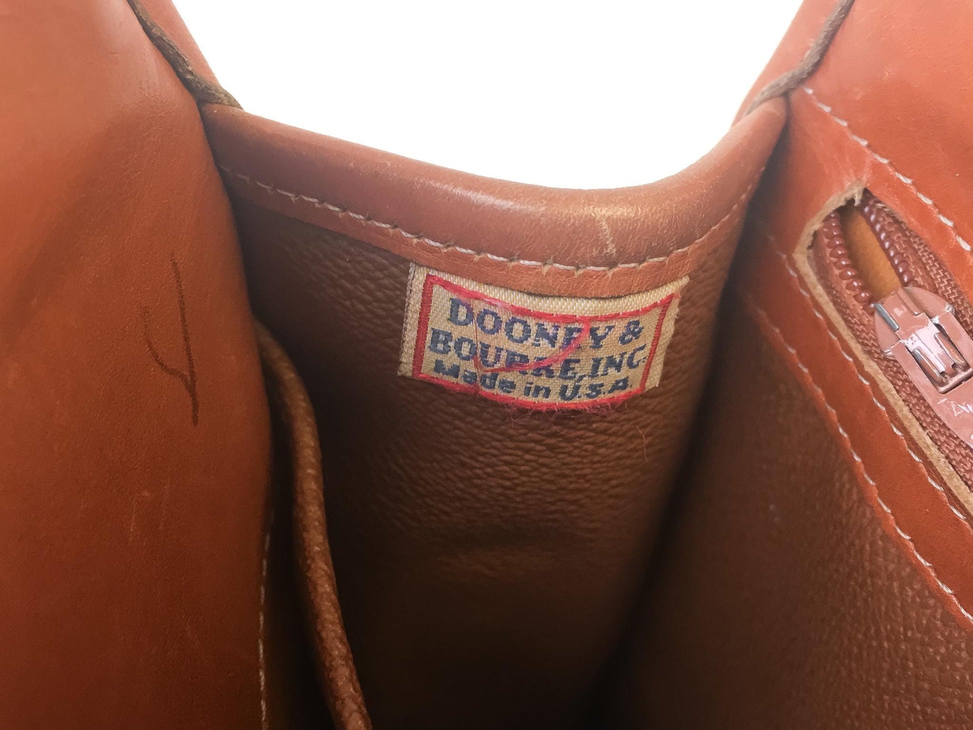 Vintage 80s Dooney and Bourke All Weather Beige Brown Leather Top Handle Crossbody Satchel