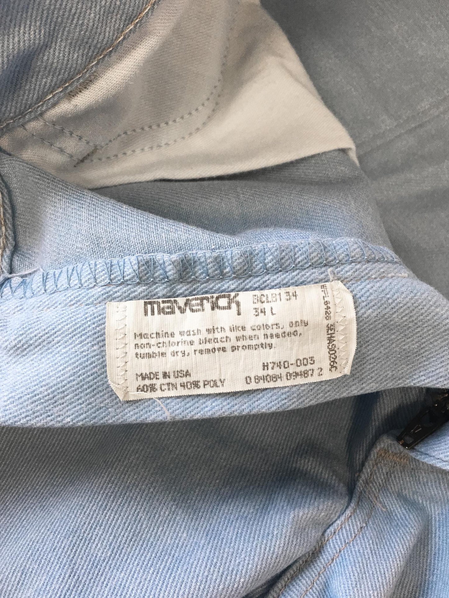 Vintage 70s Maverick Light Wash High Rise Unisex Bootcut Jeans, Sz. 32" x 30", Vintage Western Jeans