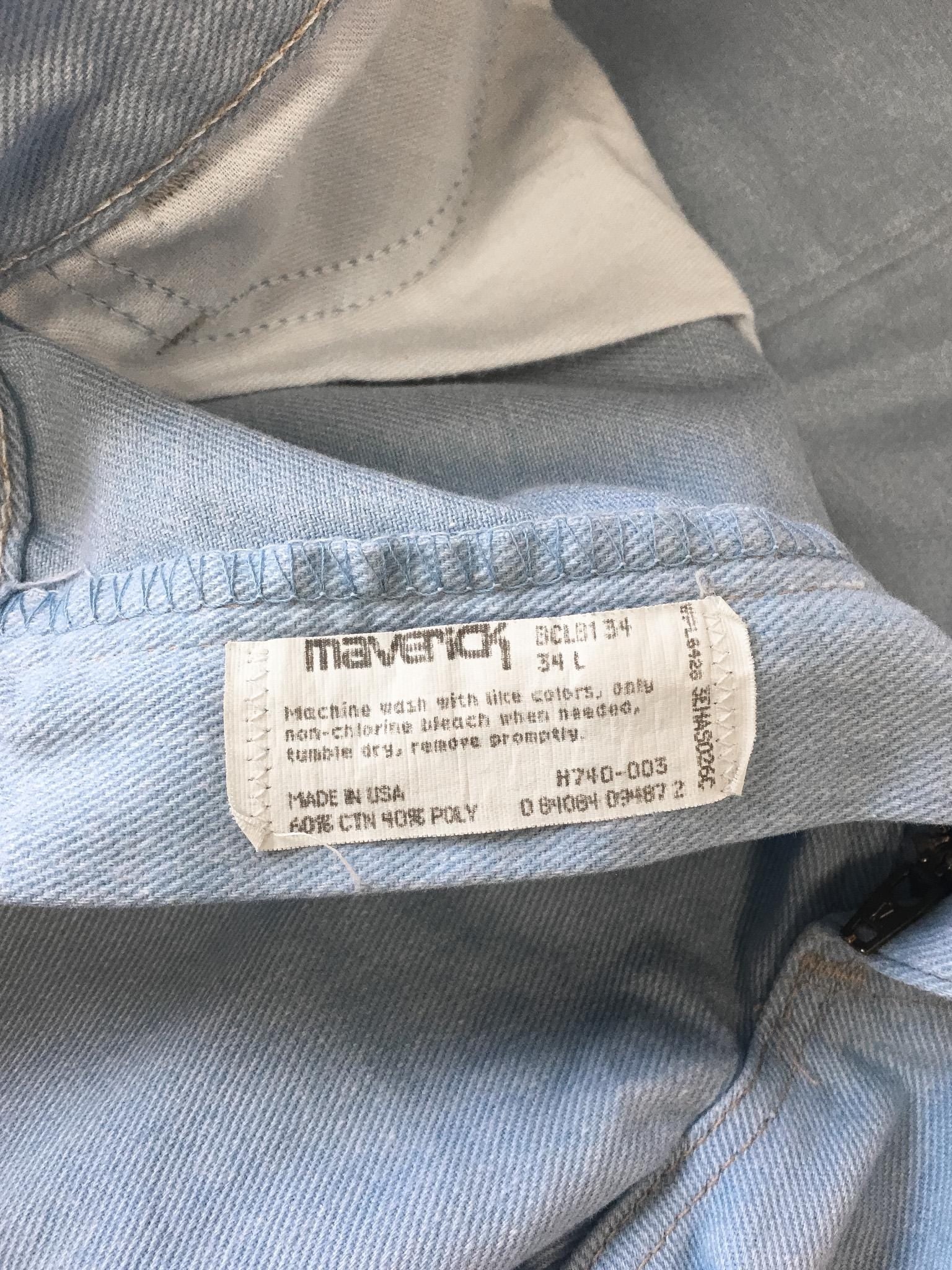 Vintage 70s Maverick Light Wash High Rise Unisex Bootcut Jeans, Sz. 32" x 30", Vintage Western Jeans