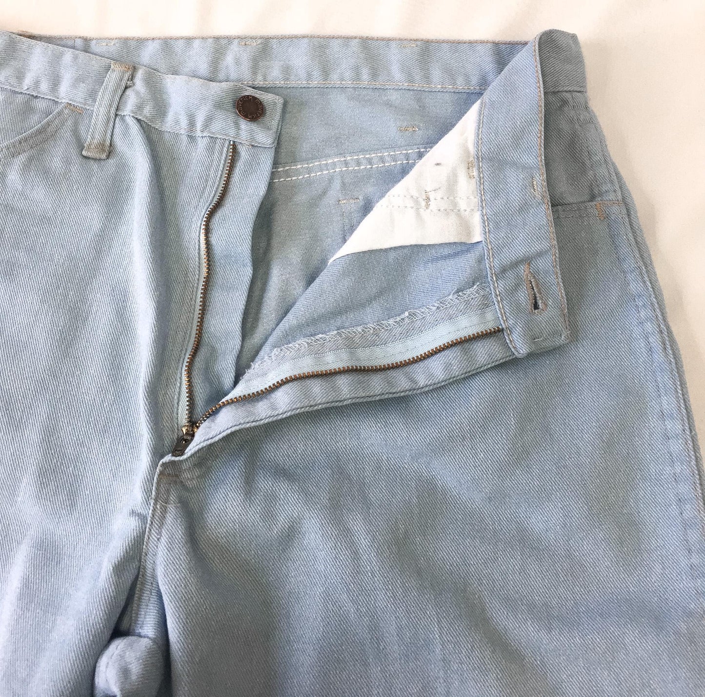 Vintage 70s Maverick Light Wash High Rise Unisex Bootcut Jeans, Sz. 32" x 30", Vintage Western Jeans