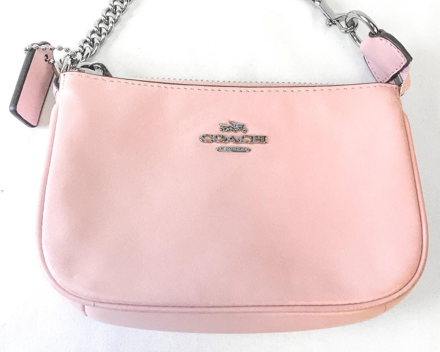 Modern Coach Nolita Baby Pink Chain Strap Mini Bag Wristlet, Style 64791, Y2K 00s Coach Accessories