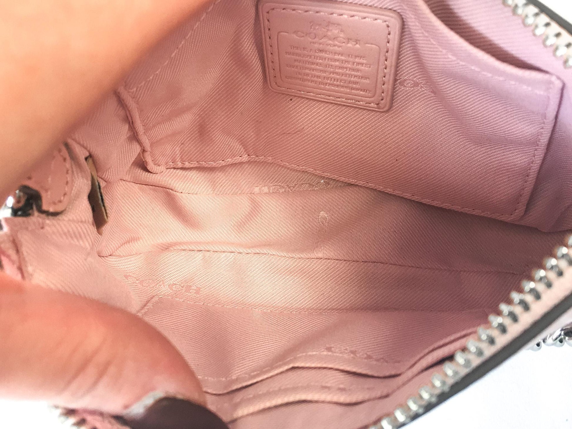 Modern Coach Nolita Baby Pink Chain Strap Mini Bag Wristlet, Style 64791, Y2K 00s Coach Accessories