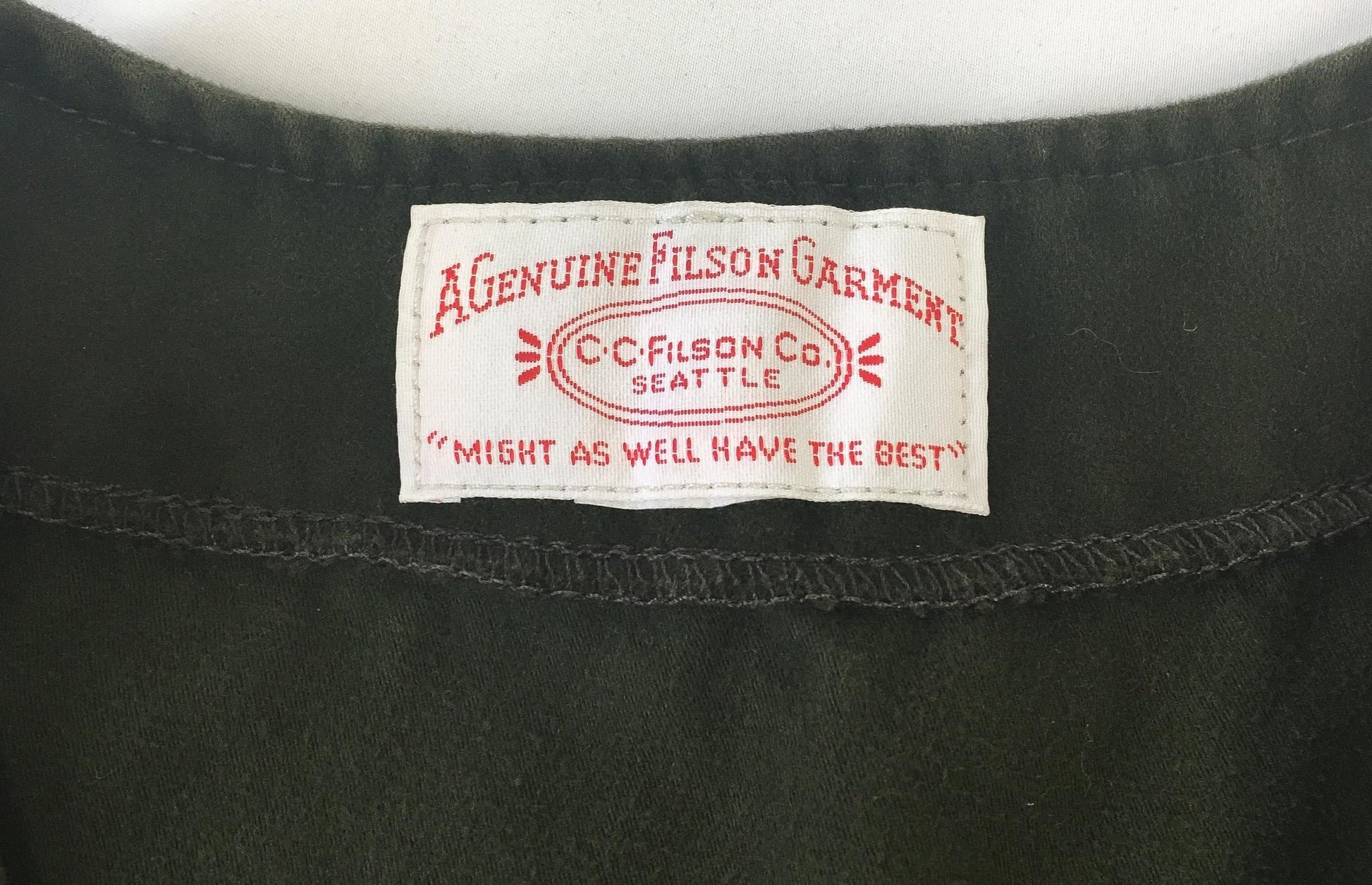 Vintage Filson Mackinaw Olive Green Suede Vest, Approx. Men's Sz. M/L