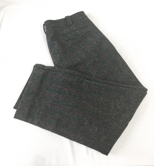 Vintage Woolrich Gray Red Green Plaid Wool Blend Hunting Pants, Men's Sz. 42" x 30"