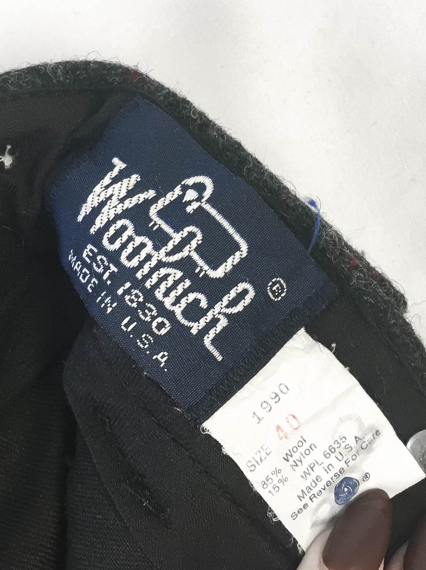 Vintage Woolrich Gray Red Green Plaid Wool Blend Hunting Pants, Men's Sz. 42" x 30"