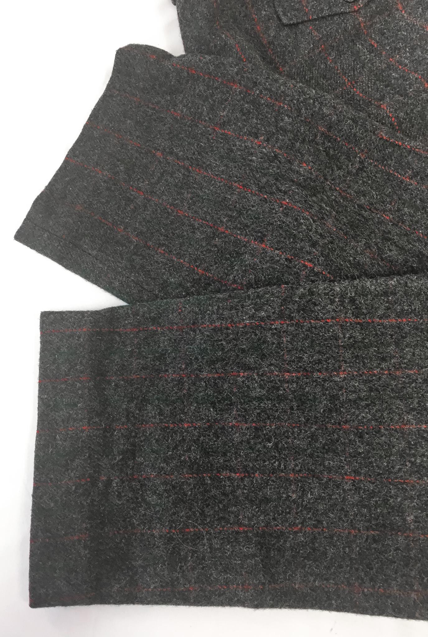 Vintage Woolrich Gray Red Green Plaid Wool Blend Hunting Pants, Men's Sz. 42" x 30"