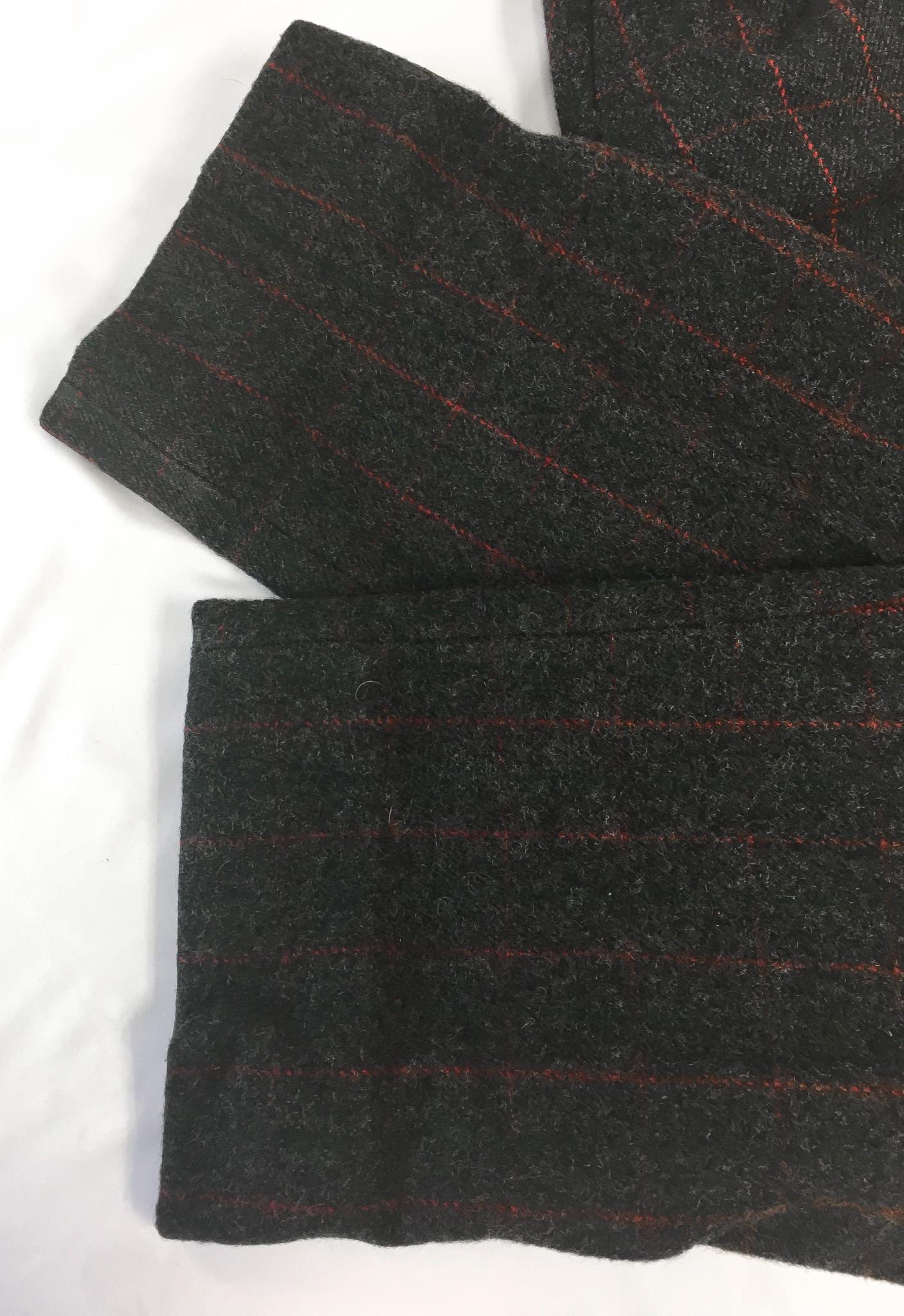 Vintage Woolrich Gray Red Green Plaid Wool Blend Hunting Pants, Men's Sz. 38" x 29"