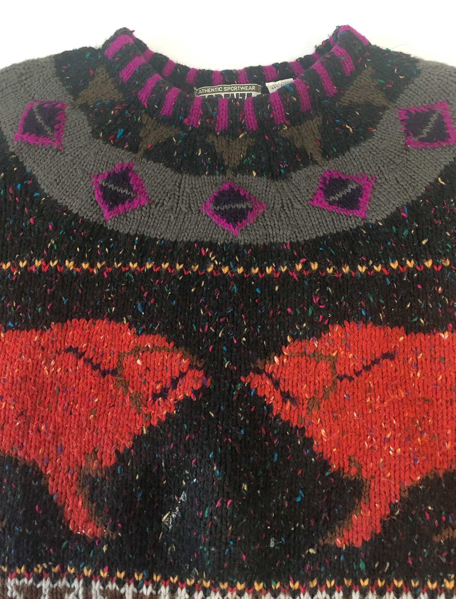 Vintage 90s Forenza Bull Southwestern Aztec Patterned Multicolor Wool Blend Sweater, Women's Sz. S, Unique Statement Western Boho Sweater