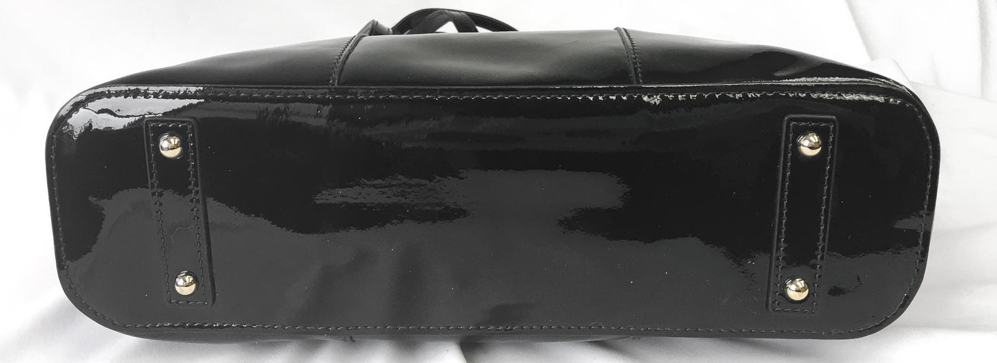 00s Dooney and Bourke Lexington Black Patent Leather Shoulder Tote Bag, Vintage Classic Everyday Dooney Handbag